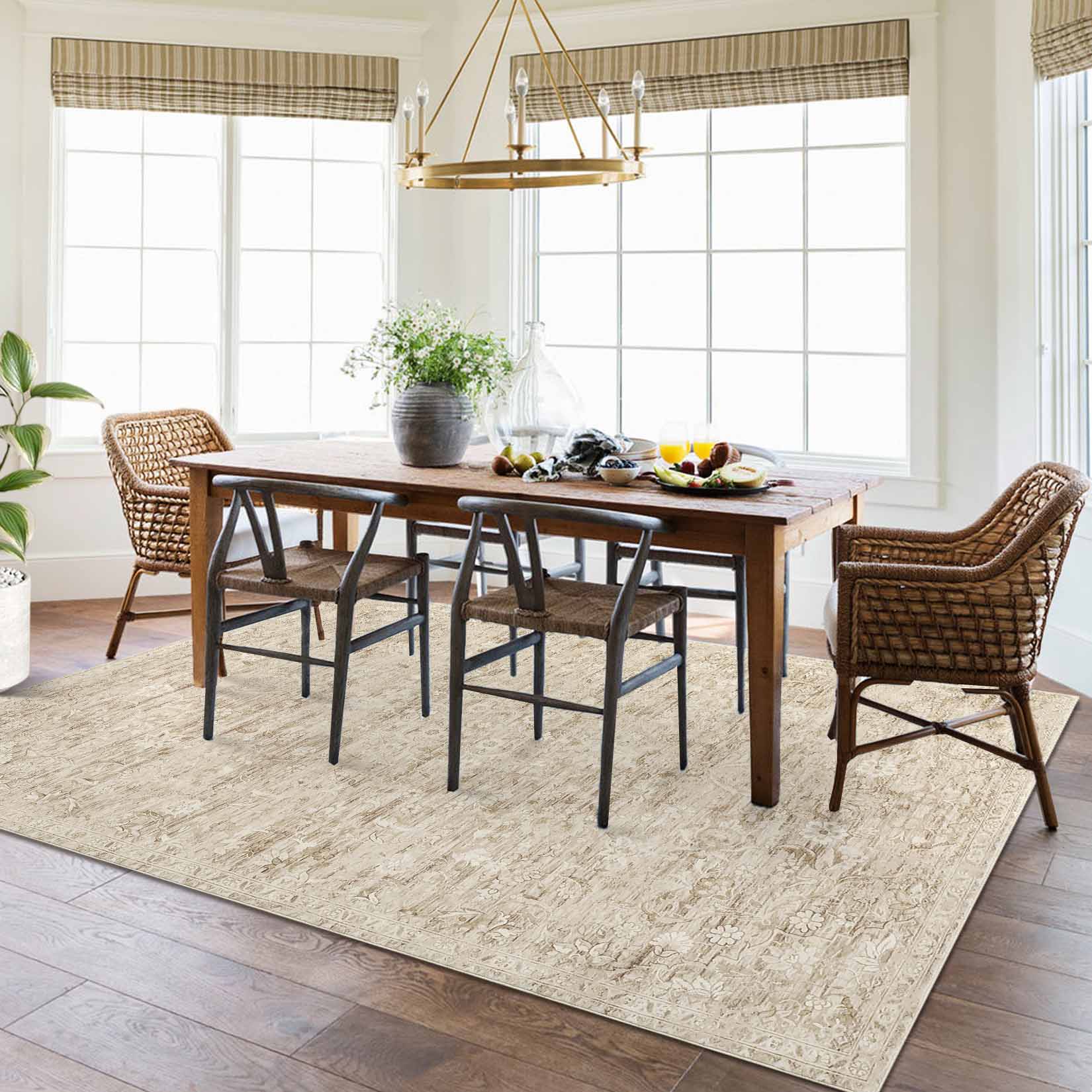 Garvee YXY-LO-PHO-155YYJX1 9 x 12 (ft) Loomed Camel Rectangular Indoor Floral/Botanical Vintage Machine washable Pet Friendly Area rug