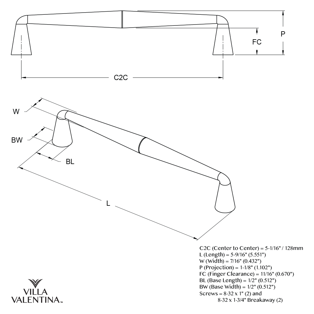 Villa Valentina VV5128SN Cabinet-Pulls - View #8