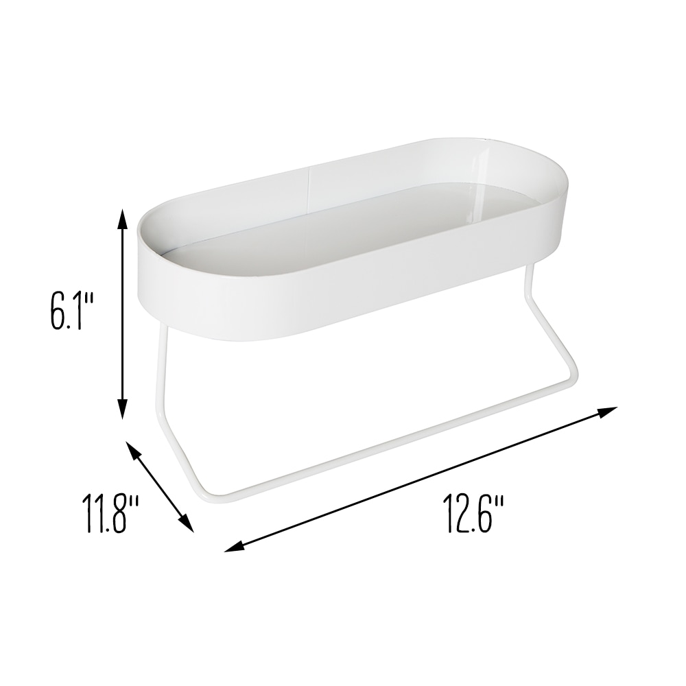 White Steel Wall-Mounted Shelf with Towel Bar