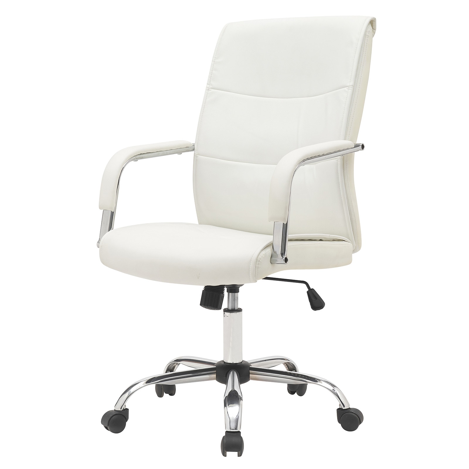 BWE A-9CHAIR-04-WH White Contemporary Ergonomic Adjustable Height Swivel Faux Leather Desk Chair