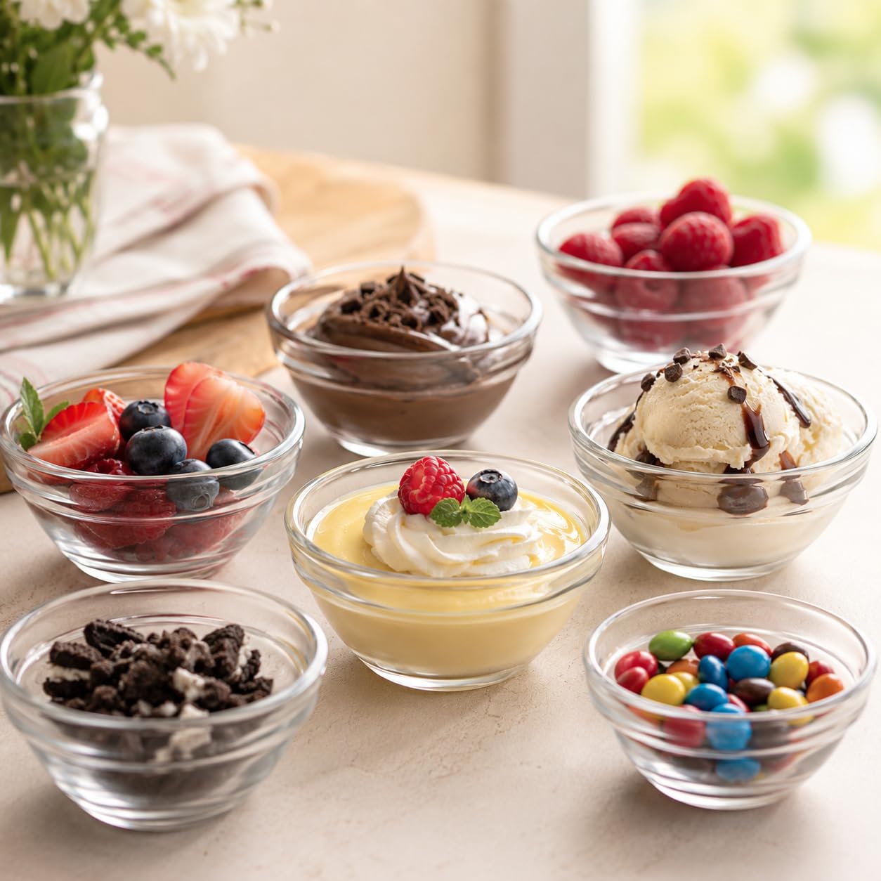 DHMHD Set of 10 Mini Prep Bowls 2 Inch Small Glass Bowls Stackable ...
