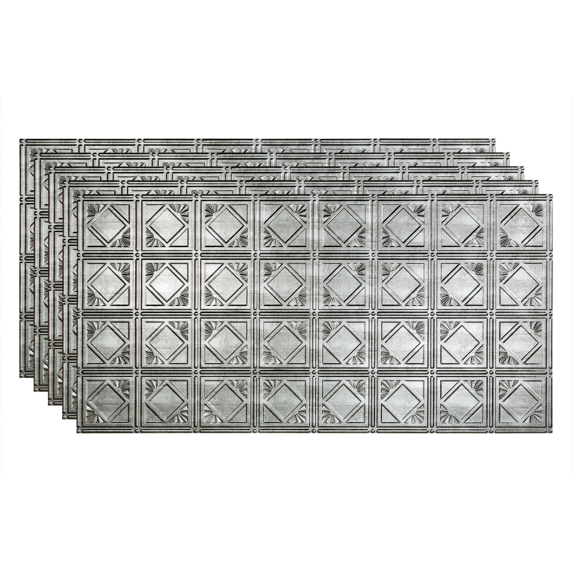 Fasade PG5321 4-ft x 2-ft Traditional 4 Crosshatch Silver PVC Surface-mount Ceiling Tile ( 5 -Pack, 40-Sq. Feet / Case )