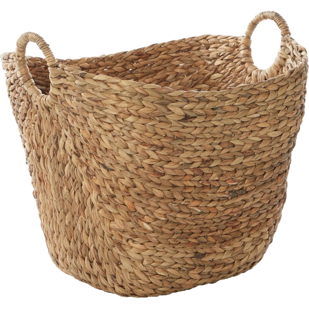 Baginizer  Handmade Seagrass Large Woven Storage Basket 20x18x19 Inch with Ring Handles Decorative Organizer Brown