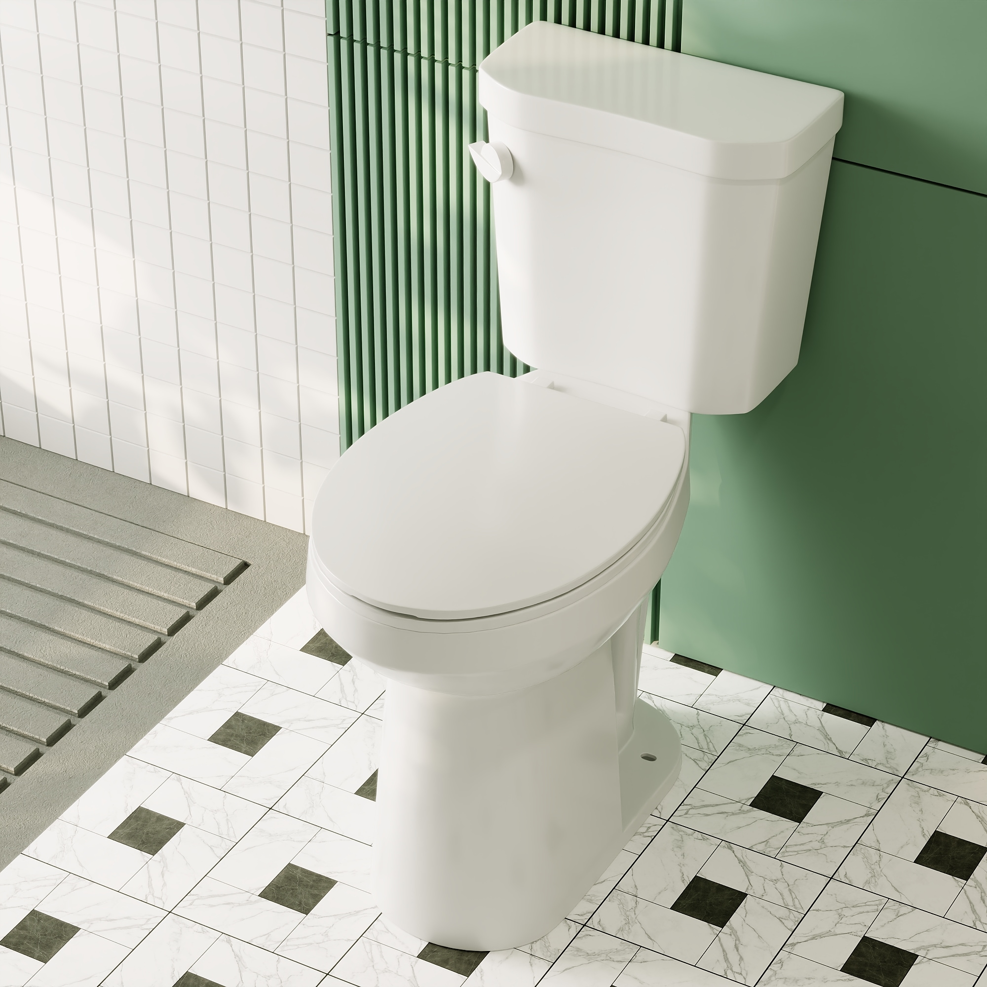 DeerValley DV-2F0143 Dynasty White Elongated Tall height Soft Close 2-piece Toilet 12-in Rough-In WaterSense 1.28 GPF