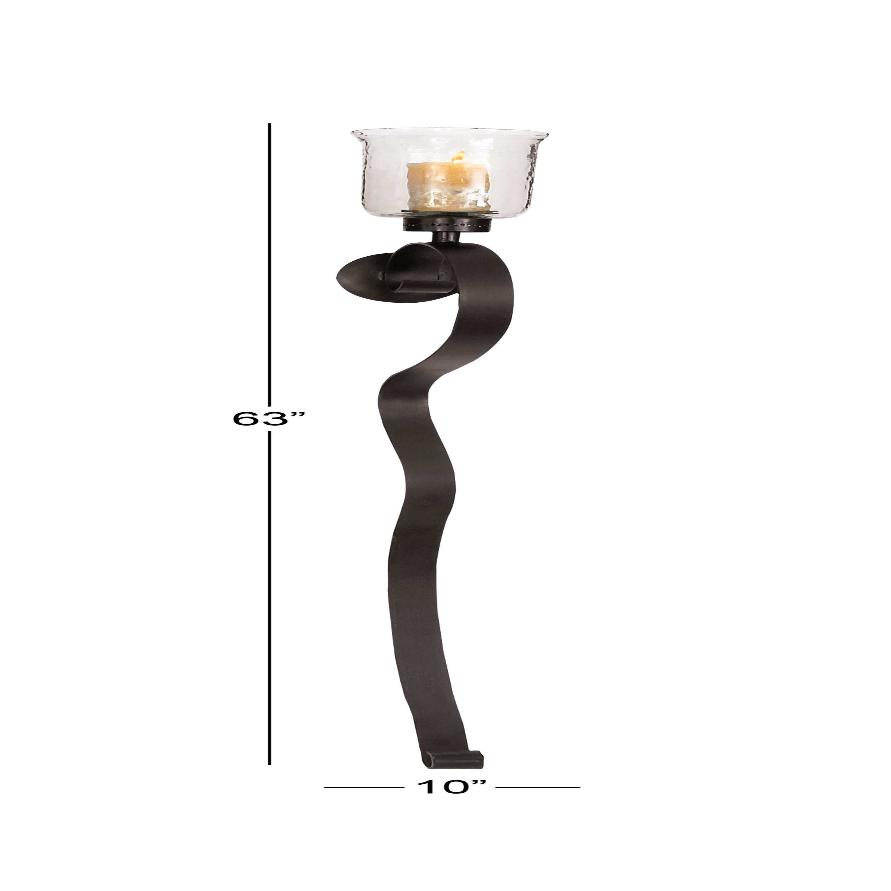 Black Wrought Iron Abstract Hurricane Wall Sconce
