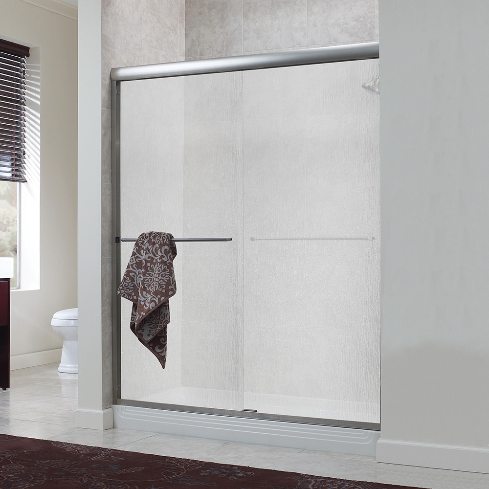 CRAFT + MAIN CVSS6072-RN-BN Cove Brushed Nickel 60-in W x 72-in H Semi-frameless Sliding Shower door 1/4-in Thick Rain Glass