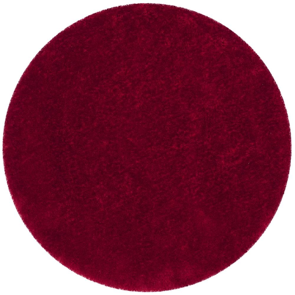 Safavieh SGX160E-6R Luxe Shag 6 x 6 (ft) Tufted Polyester Red Round Indoor Solid Area rug