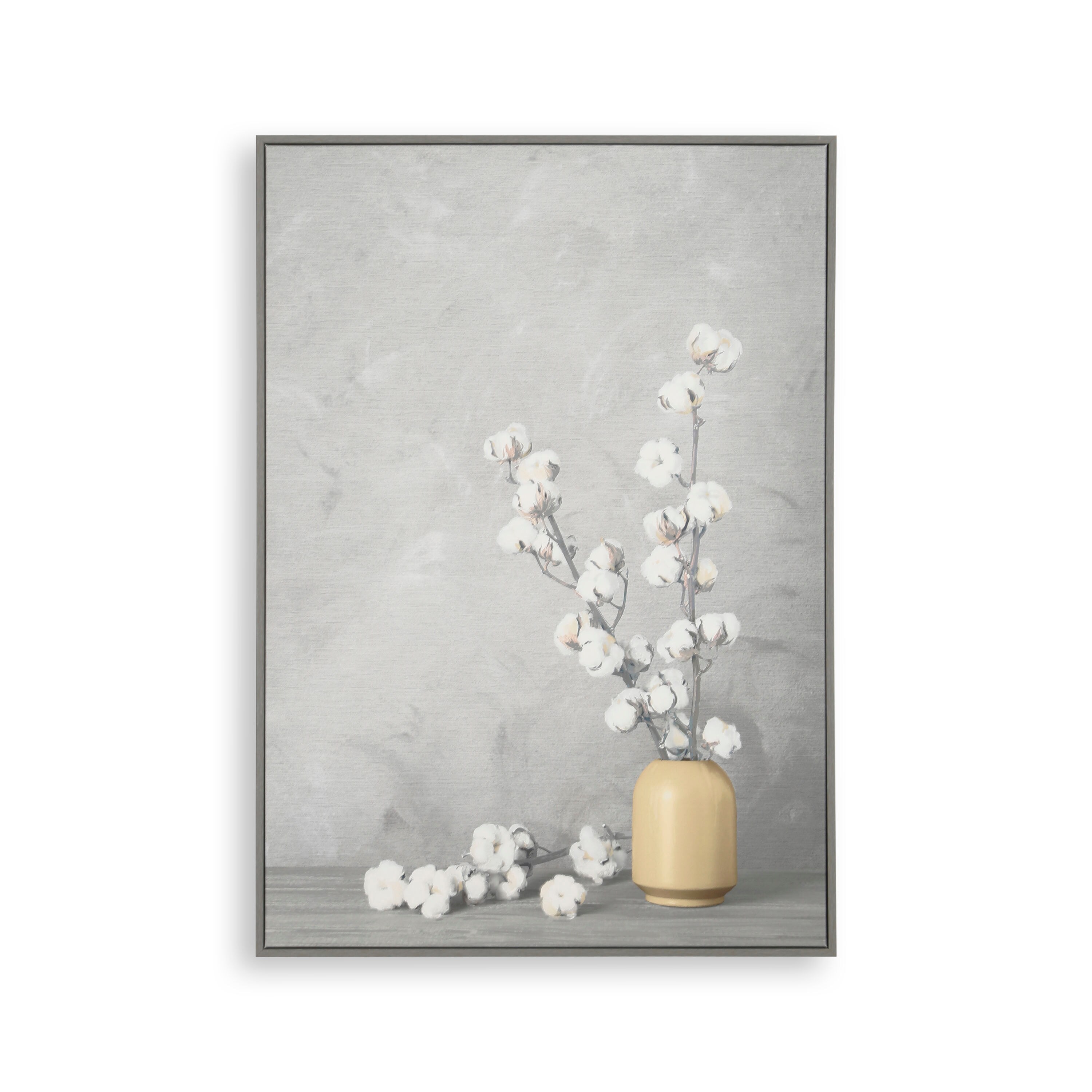 Graham & Brown Cotton Flower Sprigs Gray Wood Framed 27.5-in H x 20-in W  Floral Print on Canvas in the Wall Art department at