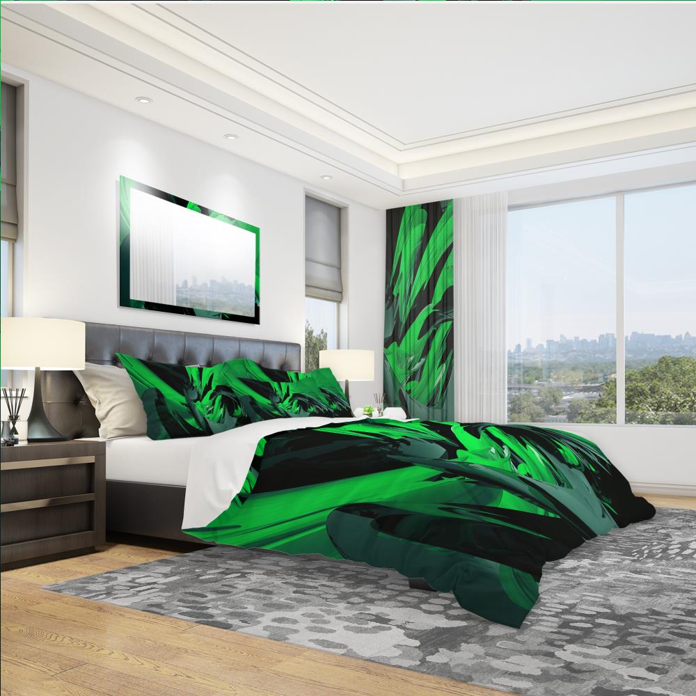 Designart BED3101-K 3 -Piece Green King Duvet cover Set