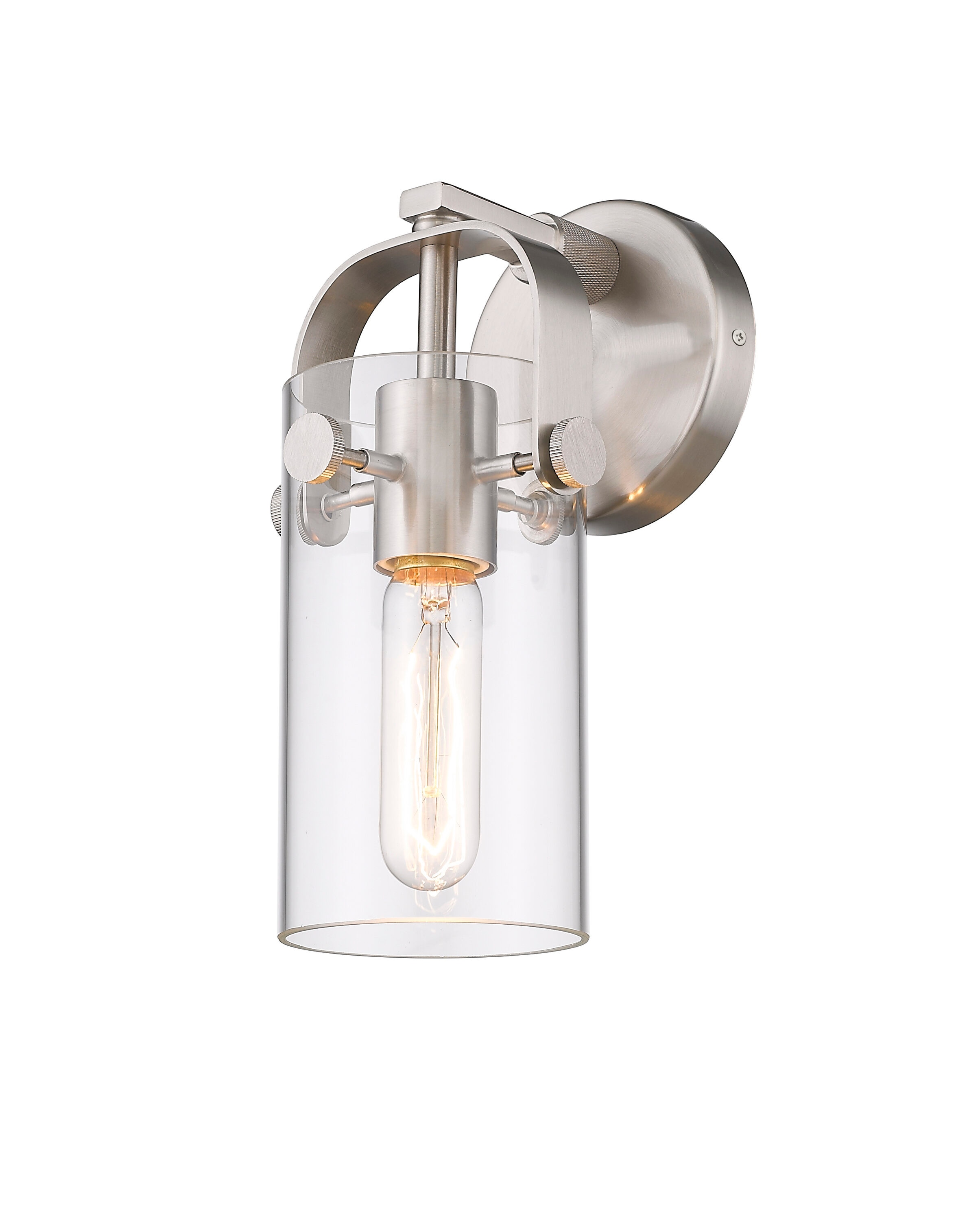 Innovations Lighting 423-1W-SN-4CL Pilaster 4.5-in W 1 -Light Brushed Nickel Industrial Wall Sconce