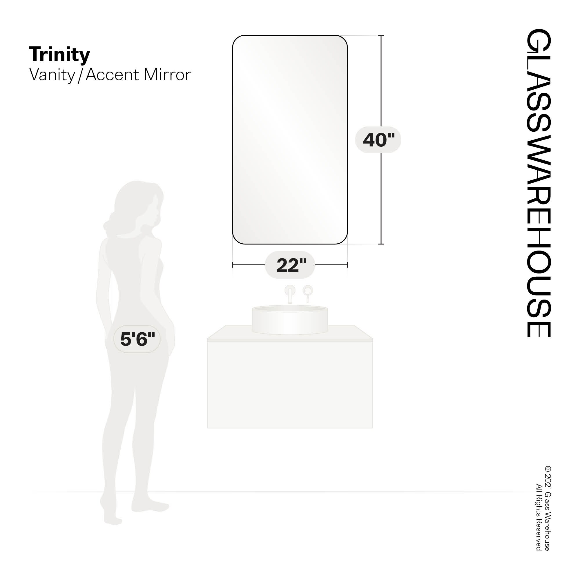 Glass Warehouse SF-SQR-22X40-BN Decor-Mirrors - View #4