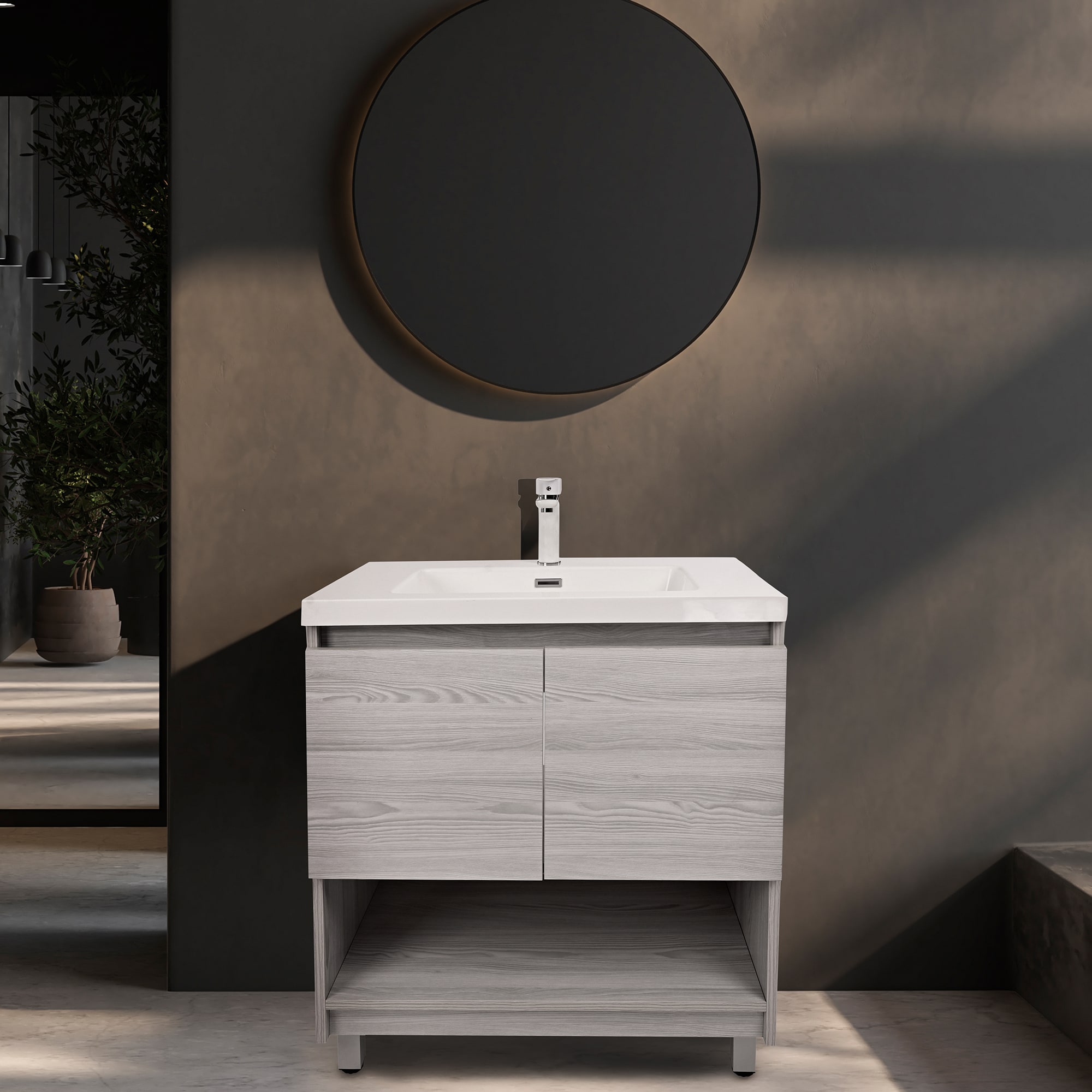 36-in Off White Textured Single Sink Bathroom Vanity with Off White Textured Acrylic Top in Off-White | - GRAVITA DESIGNS FL360205OWT