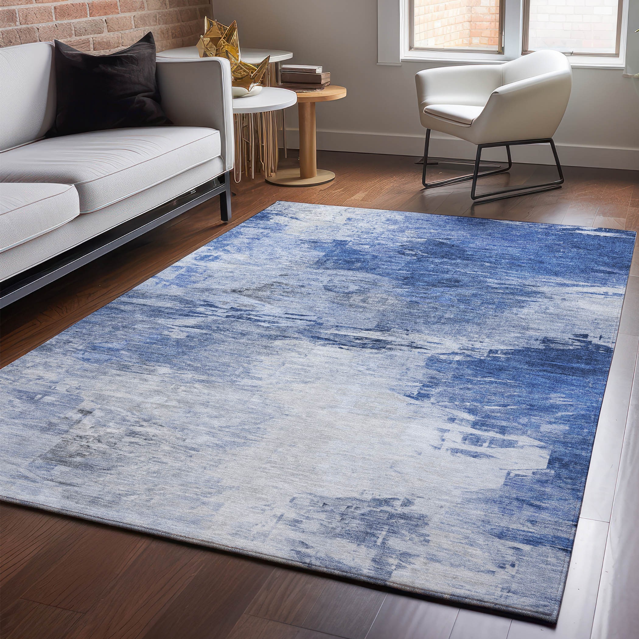 Addison Rugs AMF595BU30X46 Mayfield AMF595BU 2 x 3 (ft) Loomed Polyester Blue Rectangular Indoor Geometric Machine washable Area rug