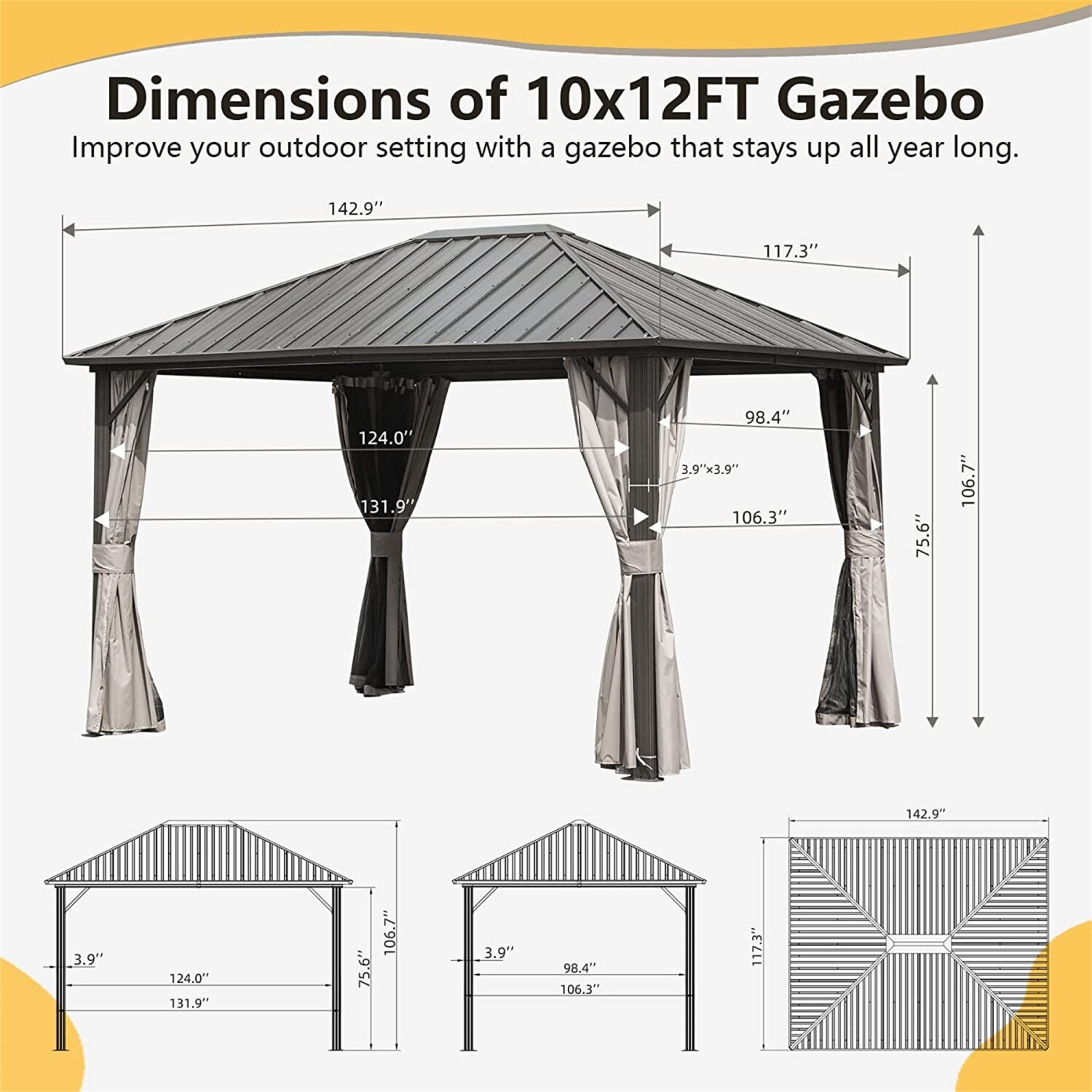 ToolCat PG2-94-PT Wood-Resin-Gazebos - View #4