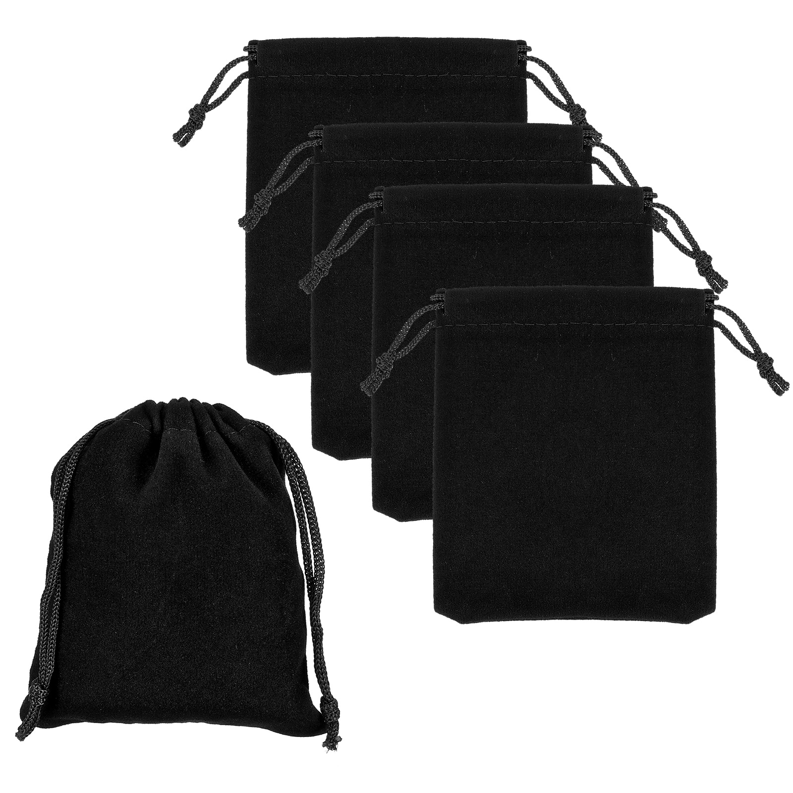PATIKIL 5pcs Bluetooth Headphone Bag 3.94 x 3.15-Inch Travel Headset Carrying Storage Pouch Soft Drawstring for Over-Ear Headphones Gaming Headset Black