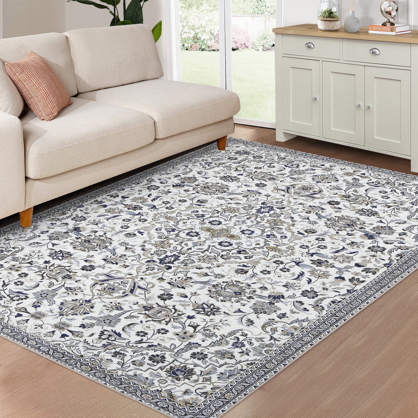 Garvee YXY-LO-PHO-0ZKX4K8K 10 x 13 (ft) Loomed Polyester Multi-color Rectangular Indoor Floral/Botanical Vintage Machine washable Area rug