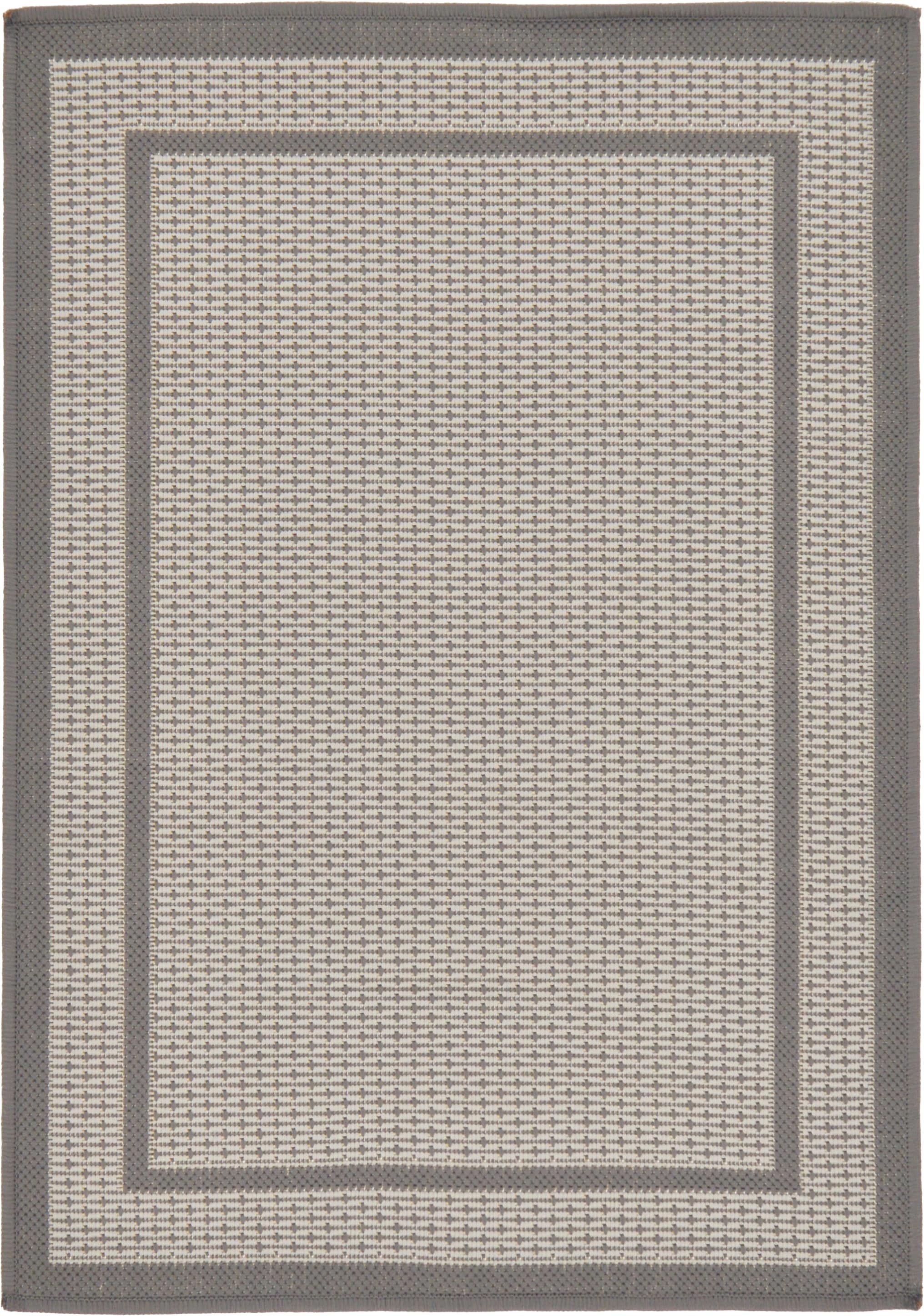 Unique Loom 3127146 Border Outdoor 2 x 3 (ft) Loomed Polypropylene Gray/Dark Gray Rectangular Indoor/Outdoor Border Industrial Area rug