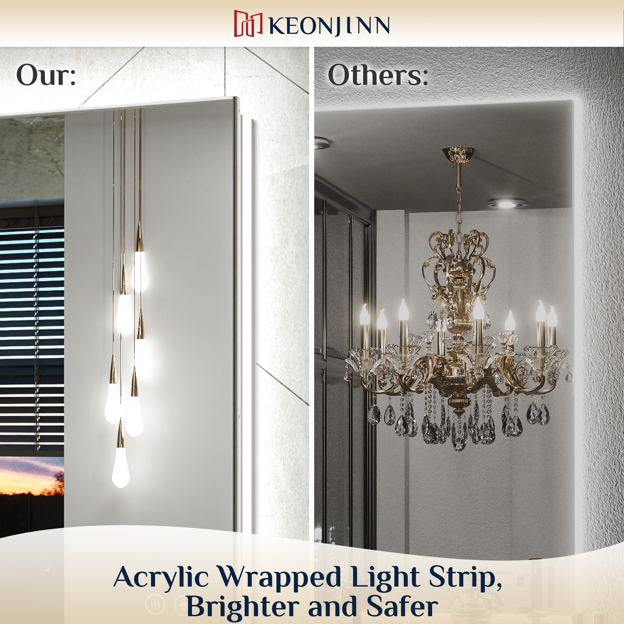 Keonjinn LW-JZ-BG-6181 Framed-Bath-Mirrors - View #3