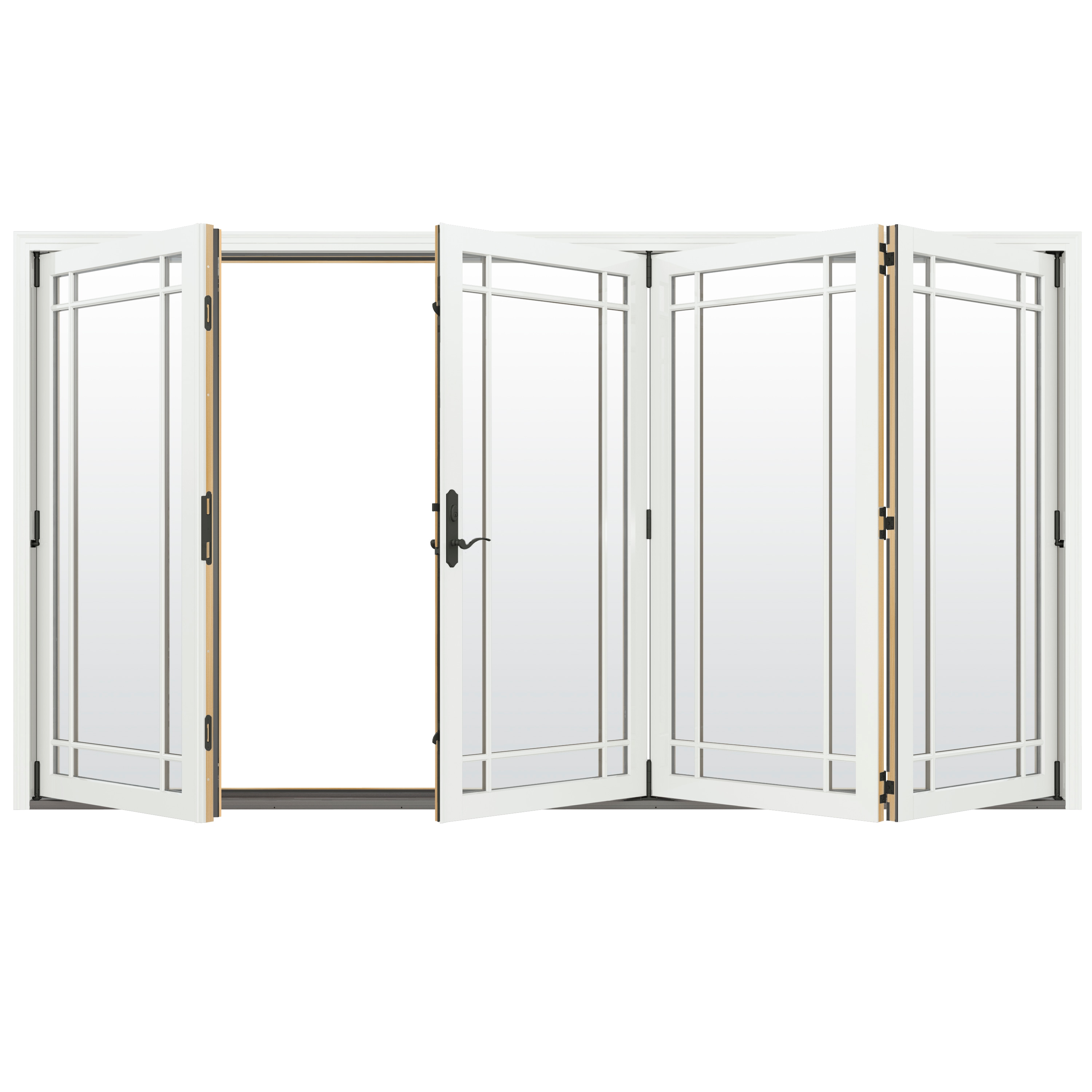 124-in x 96-in Low-e Argon Simulated Divided Light White Clad-wood Folding Right-Hand Outswing Patio Door | - JELD-WEN LOWOLJW247800046