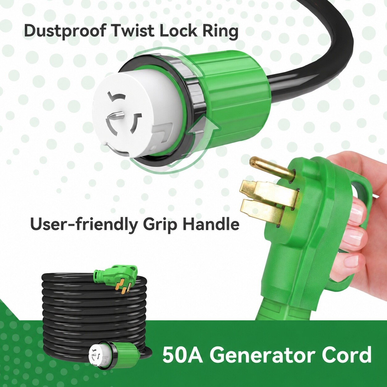 Misopily 50 Amp Generator Cord 25FT Power Inlet Box Kit ETL Listed ...