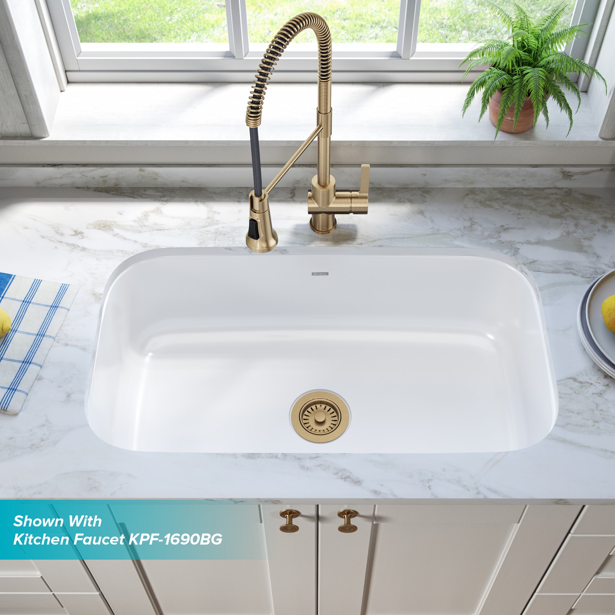 Kraus Pintura Undermount 31.5-in x 18.38-in White Stainless Steel Single  Bowl Kitchen Sink in the Kitchen Sinks department at