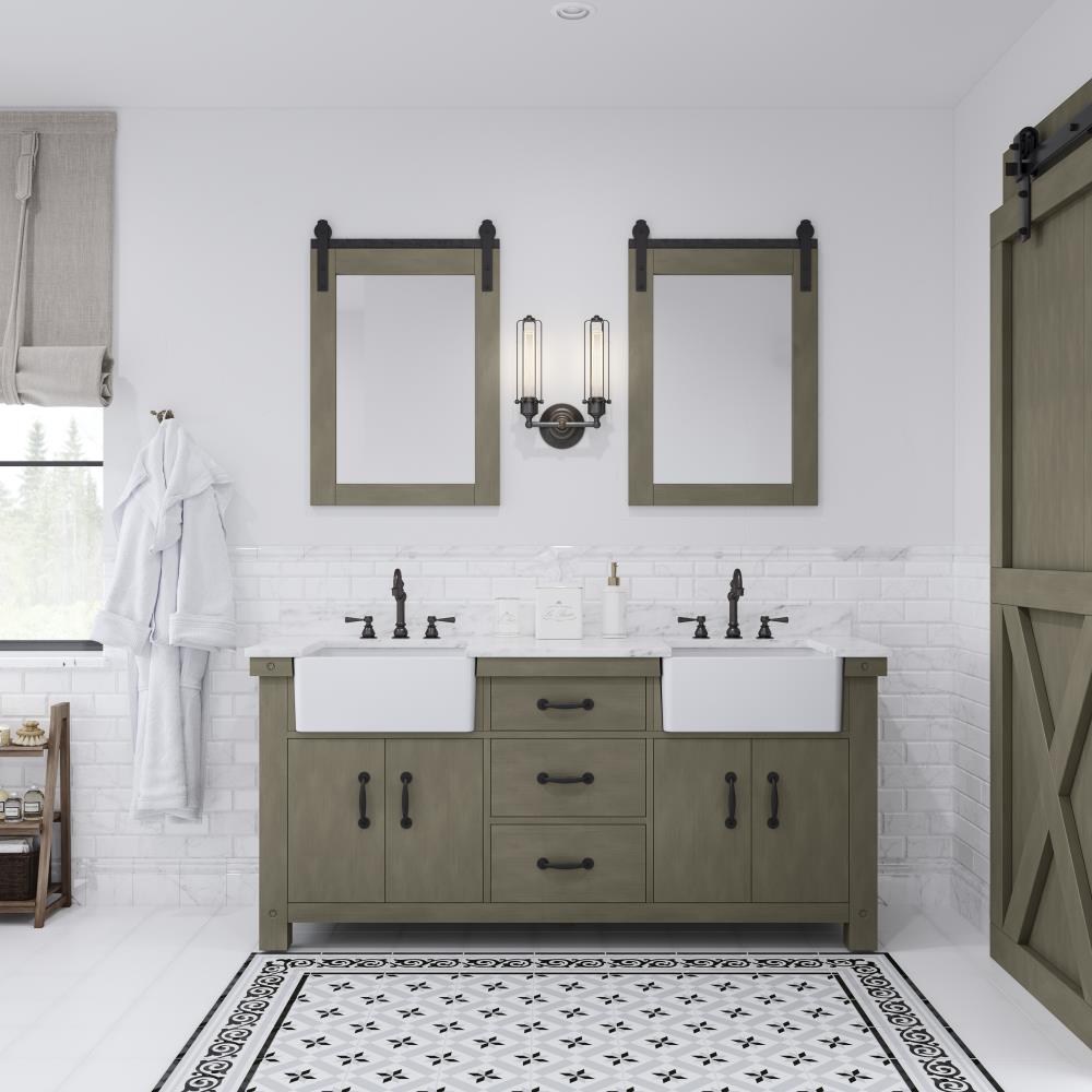 Water Creation PY72CW03GG-000000000 Paisley 72-in Grizzle Grey Undermount Double sink Bathroom Vanity with White Natural marble Top