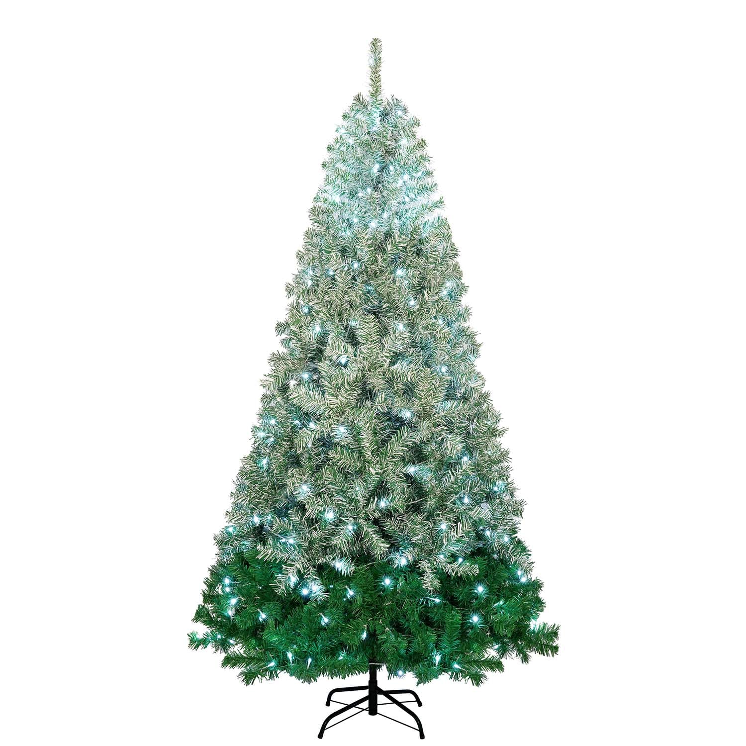 Bybafun 7.6-ft Pre-lit Flocked Artificial Christmas Tree with LED ...