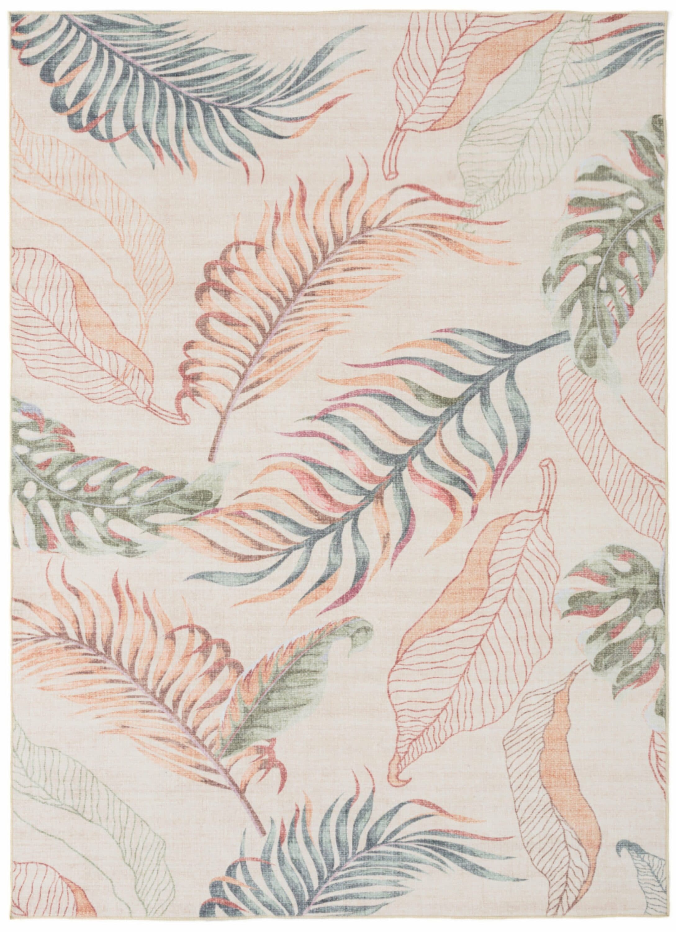 Florida Tropical Multicolor Polyester Rectangular Area Rug 5' x 7'