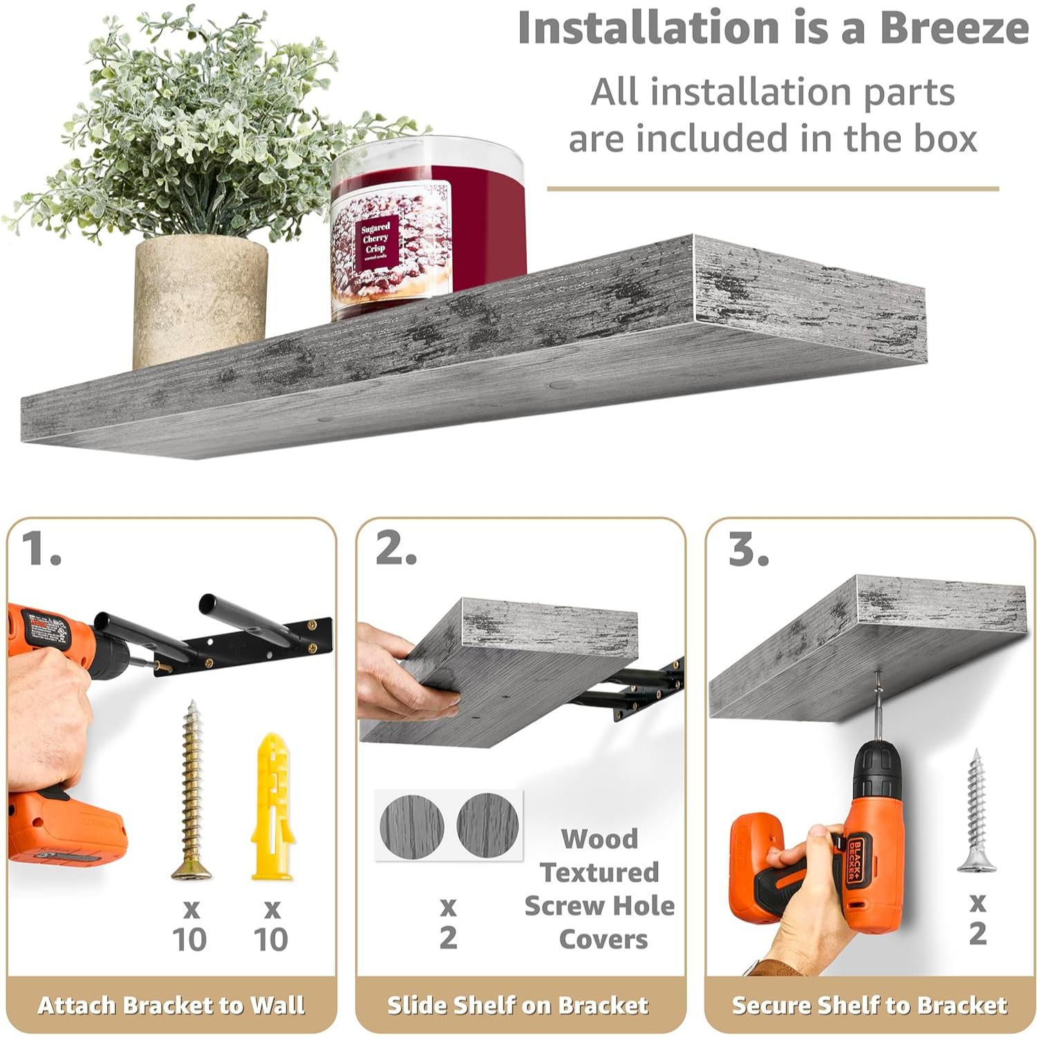 SORBUS WD-FLT-GRW Wall-Mounted-Shelving - View #3