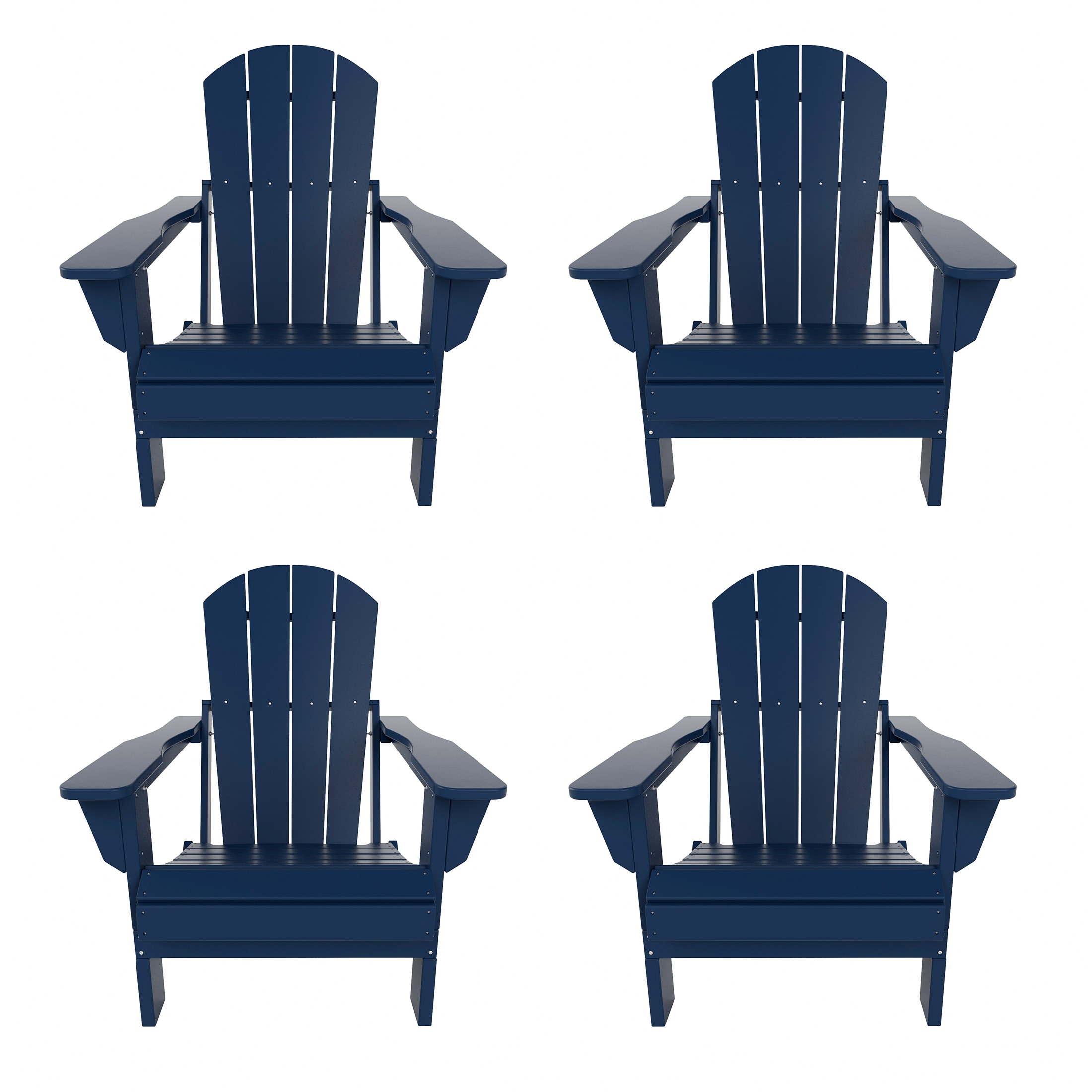Westin Furniture 2001112-4 Laguna Set of 4 Navy Blue HDPE Frame Stationary Adirondack Chair with Slat Seat