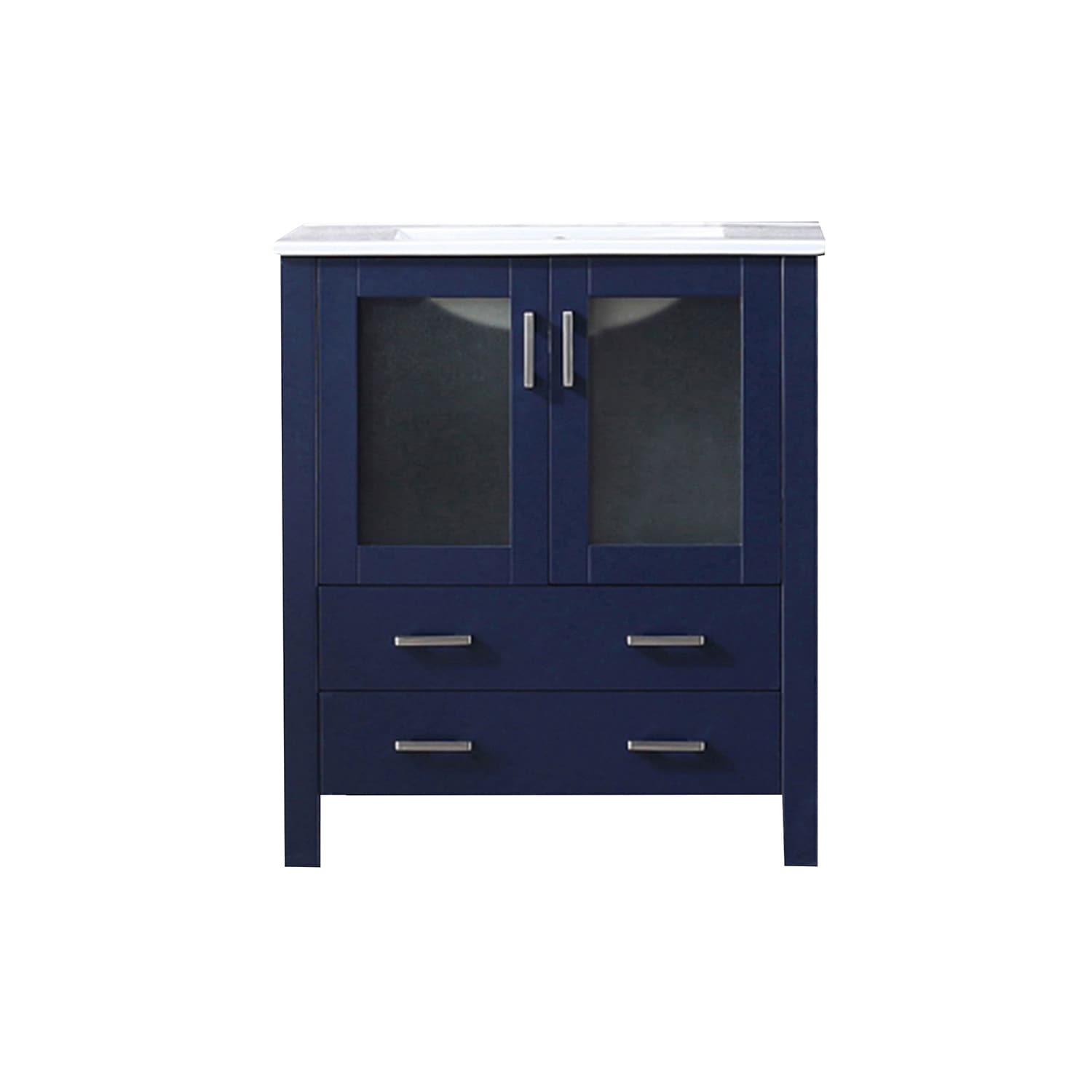 Lexora LV341830SEES000 Volez 30-in Navy Blue Single sink Bathroom Vanity with White Ceramic Top
