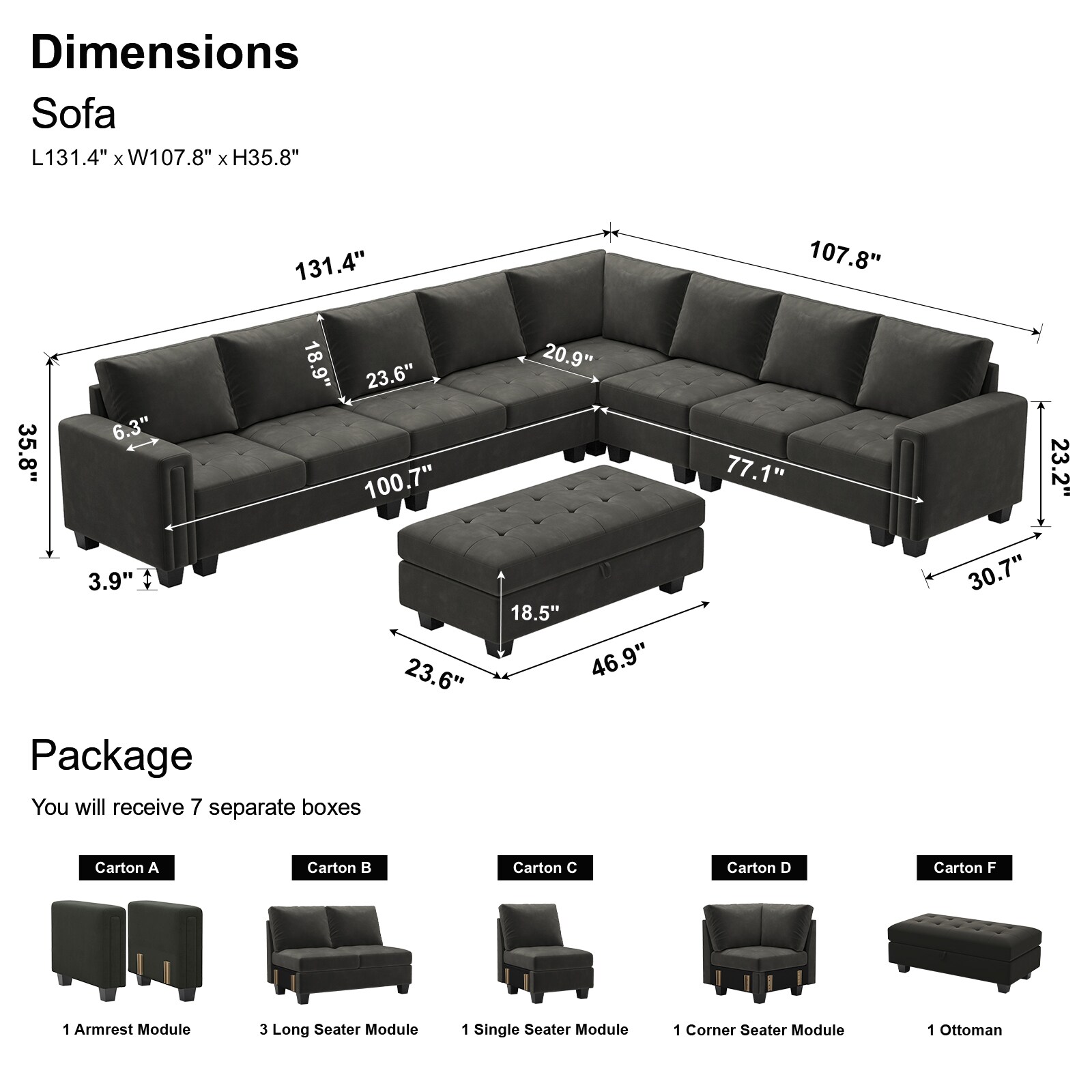 Belffin BF067-A3BCDF-GRAY futons - View #2