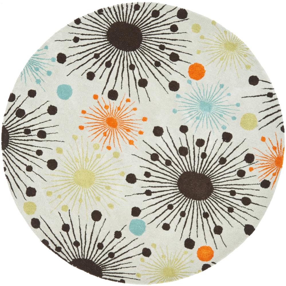 Safavieh SOH747C-6R Soho Mote 6 x 6 (ft) Tufted Wool Light Blue/Multi Round Indoor Abstract Area rug