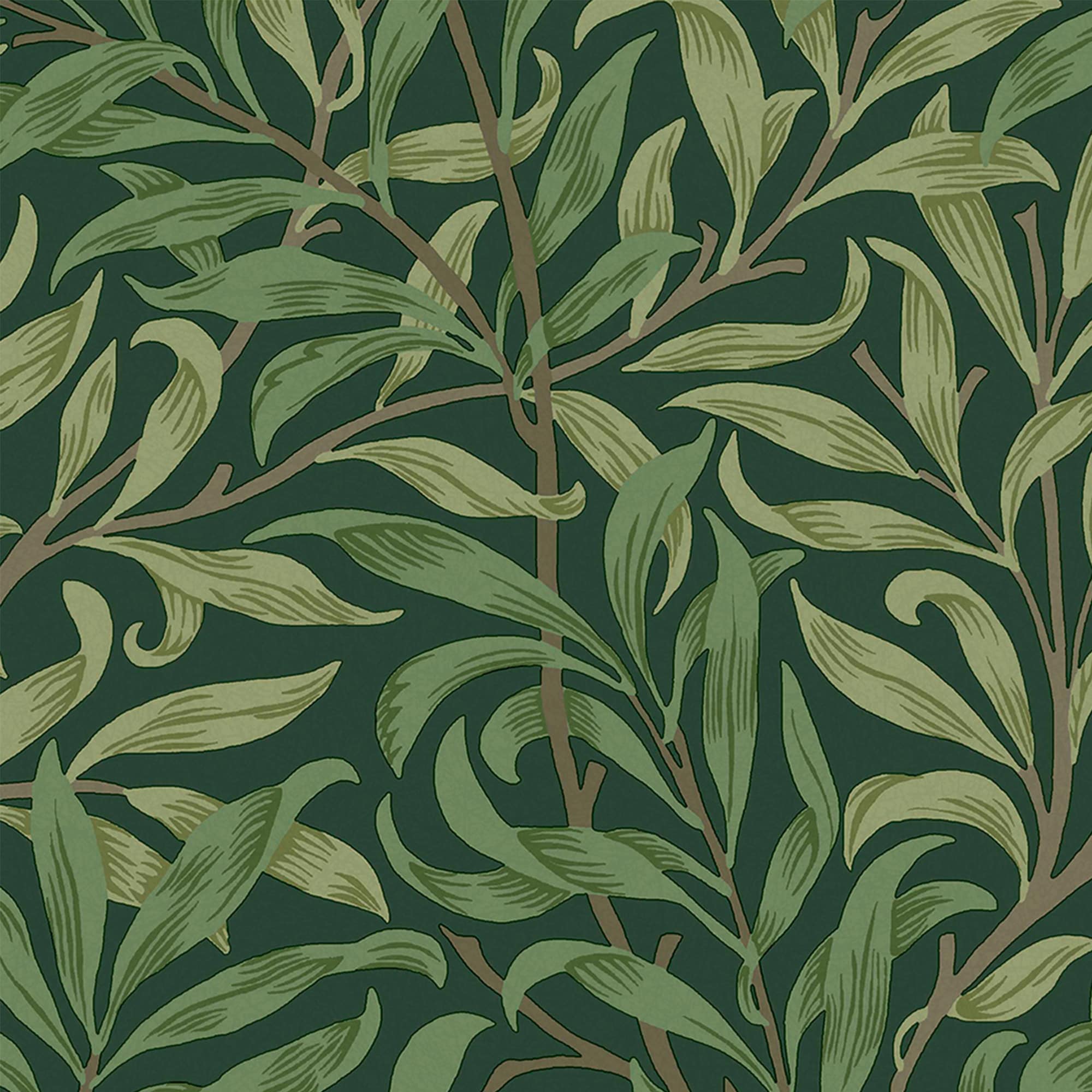 William Morris Deep Green Willow Bough Vinyl Wallpaper