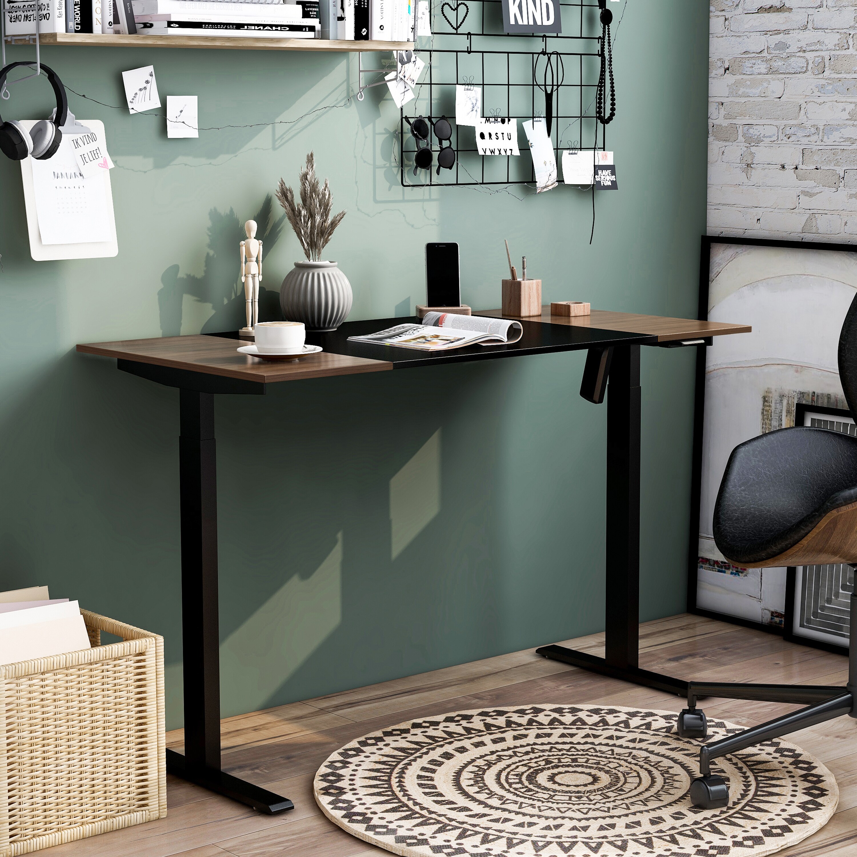 Furniture of America IDF-7001-BK Linden 47.24-in Brown Modern/Contemporary Writing Desk