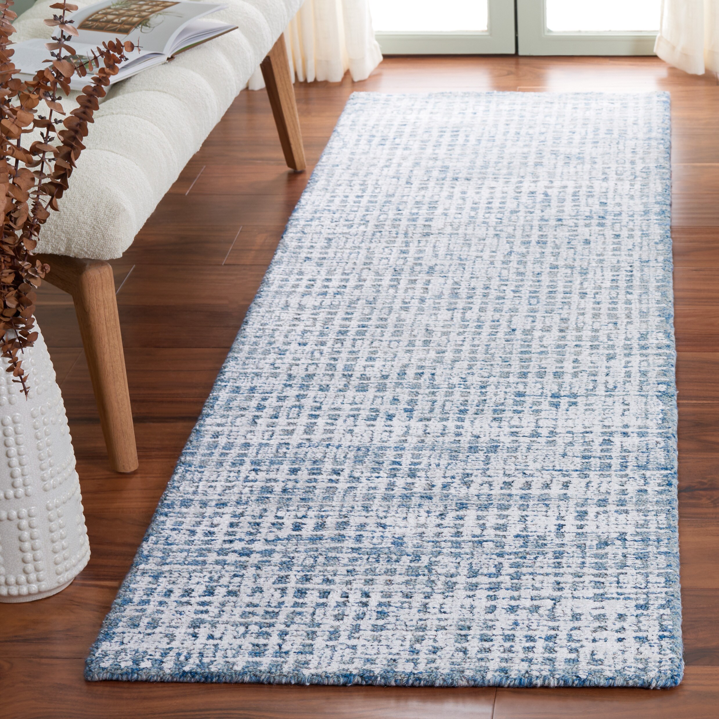  Glamour 601 Blue/Ivory Contemporary 2ft-3in x 8ft Runner Rug