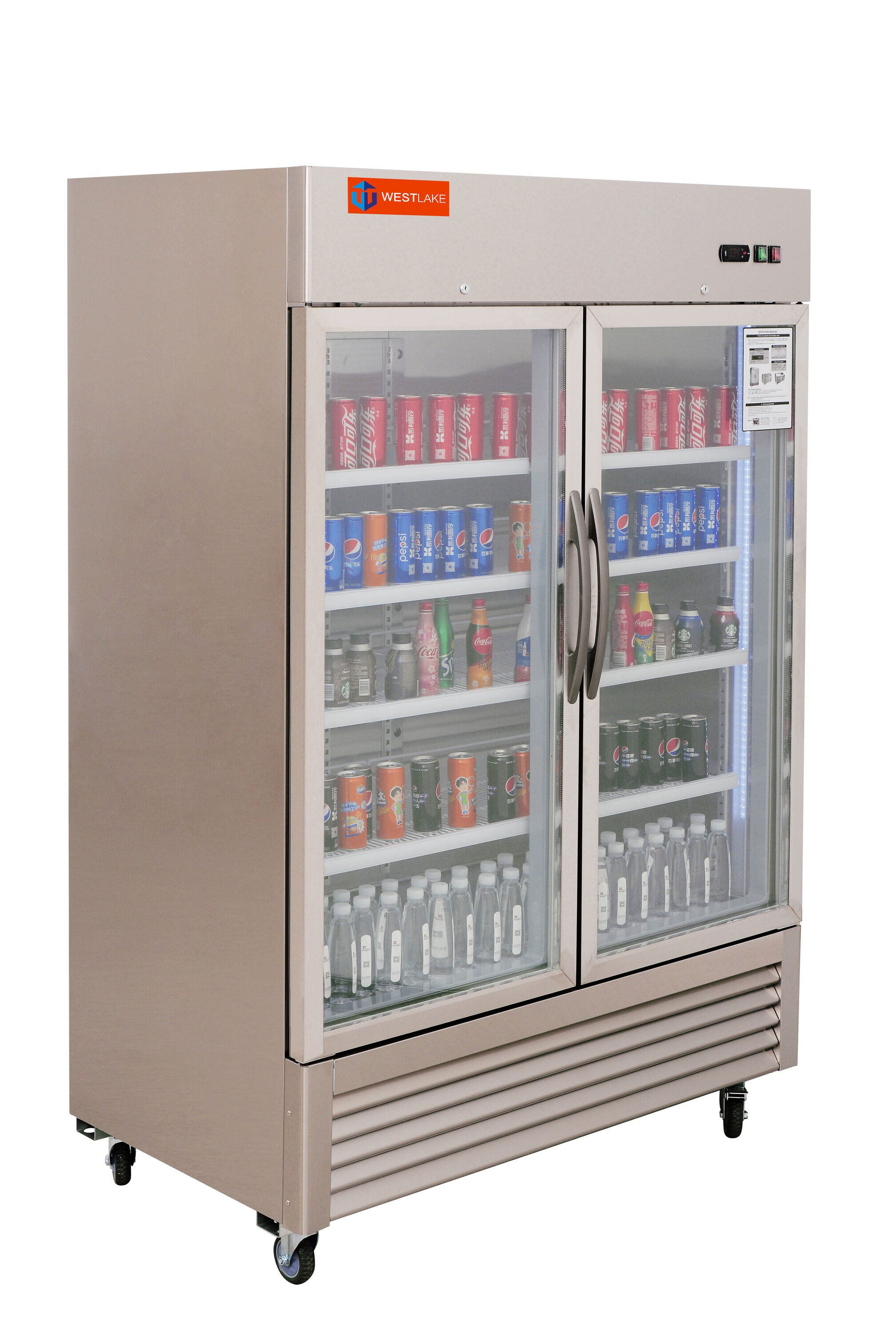 Commercial Reach in Freezer, WESTLAKE 2 door Commercial Freezer 49 Cu.ft  Stainless Steel Restaurant Upright Freezer