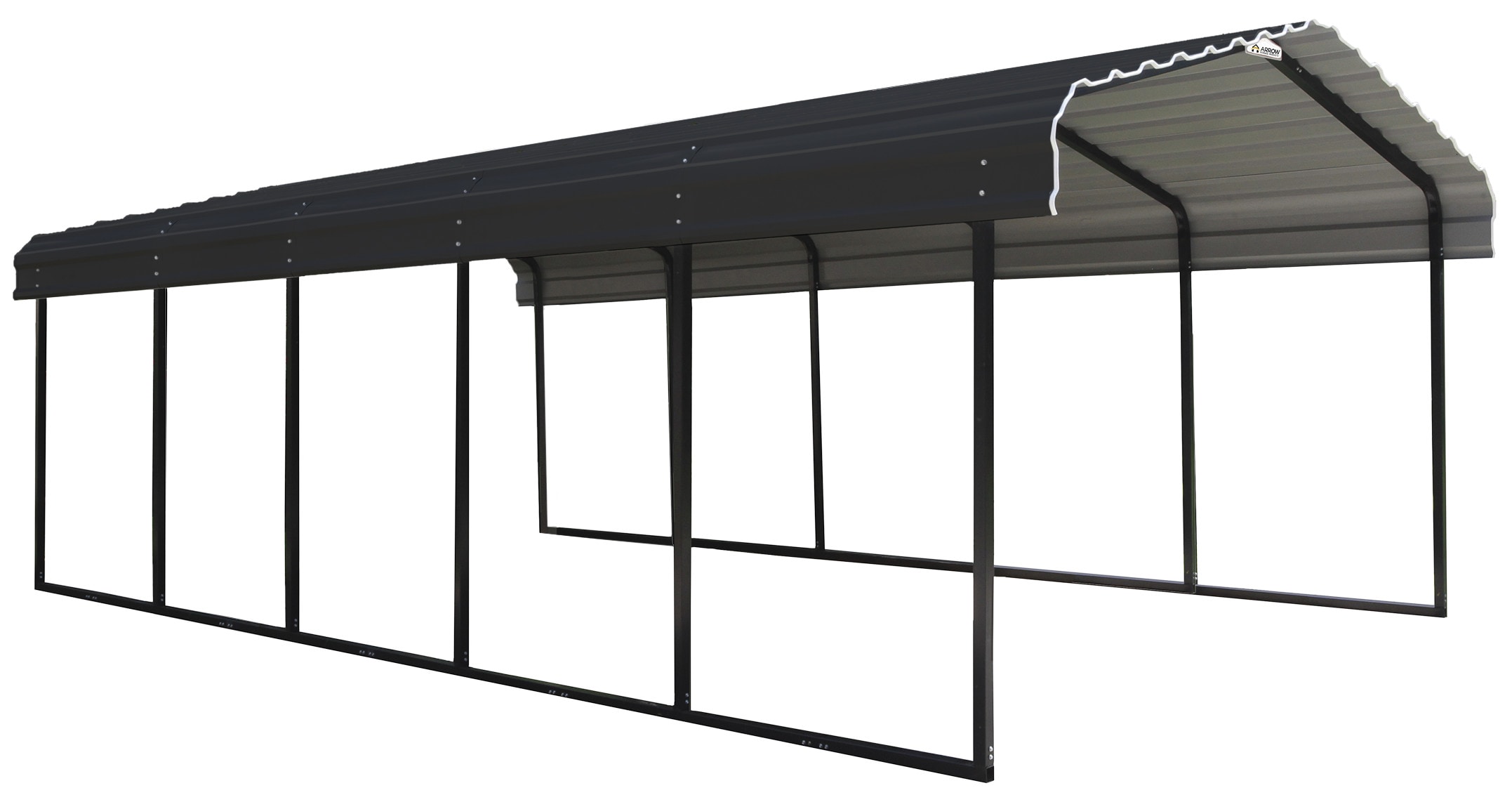 Arrow CPHC122407 12-ft W x 24-ft L x 7-ft H Charcoal Metal Carport with Metal Roof