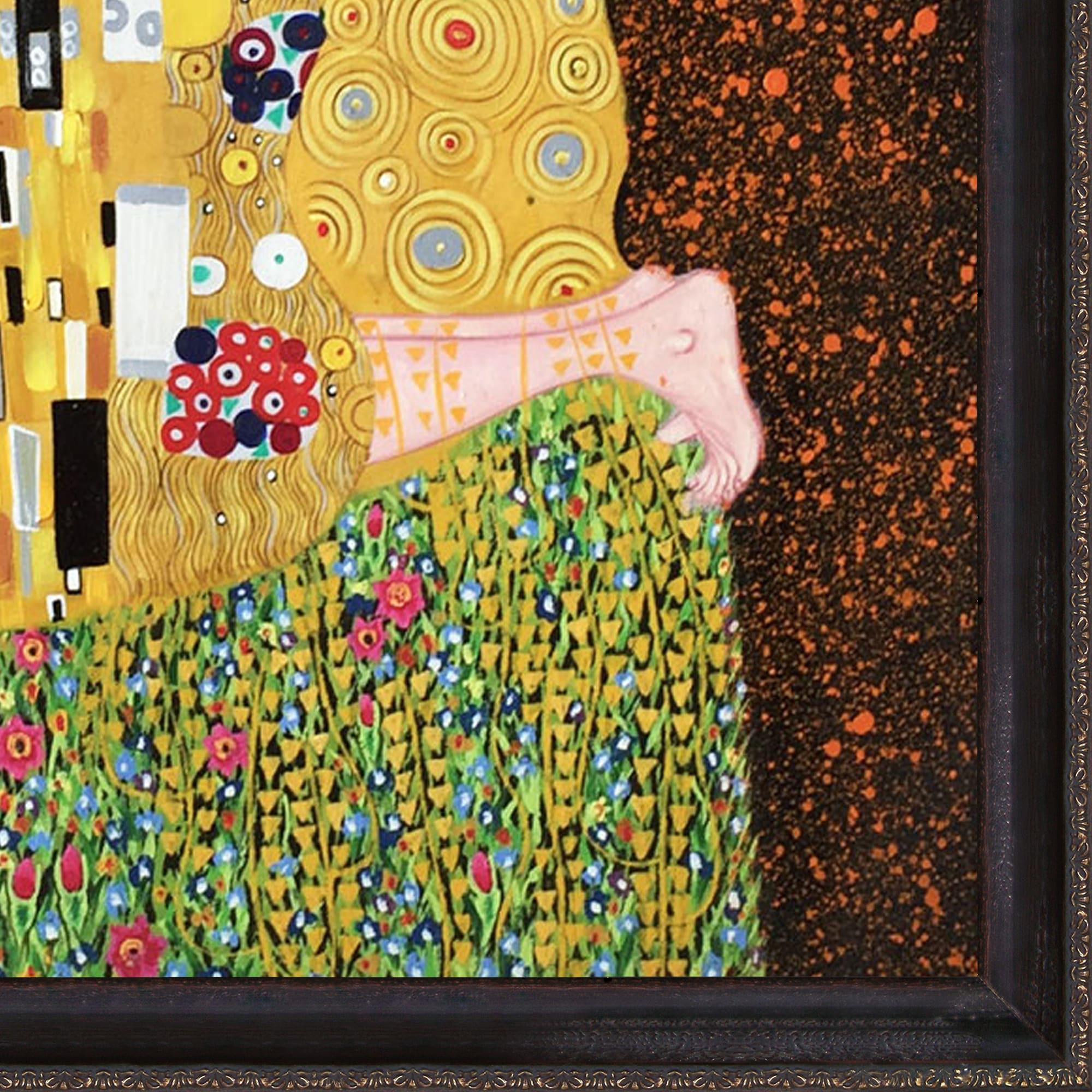 La Pastiche The Kiss (Full View) Gustav Klimt Black/Gold Wood Framed 39 ...