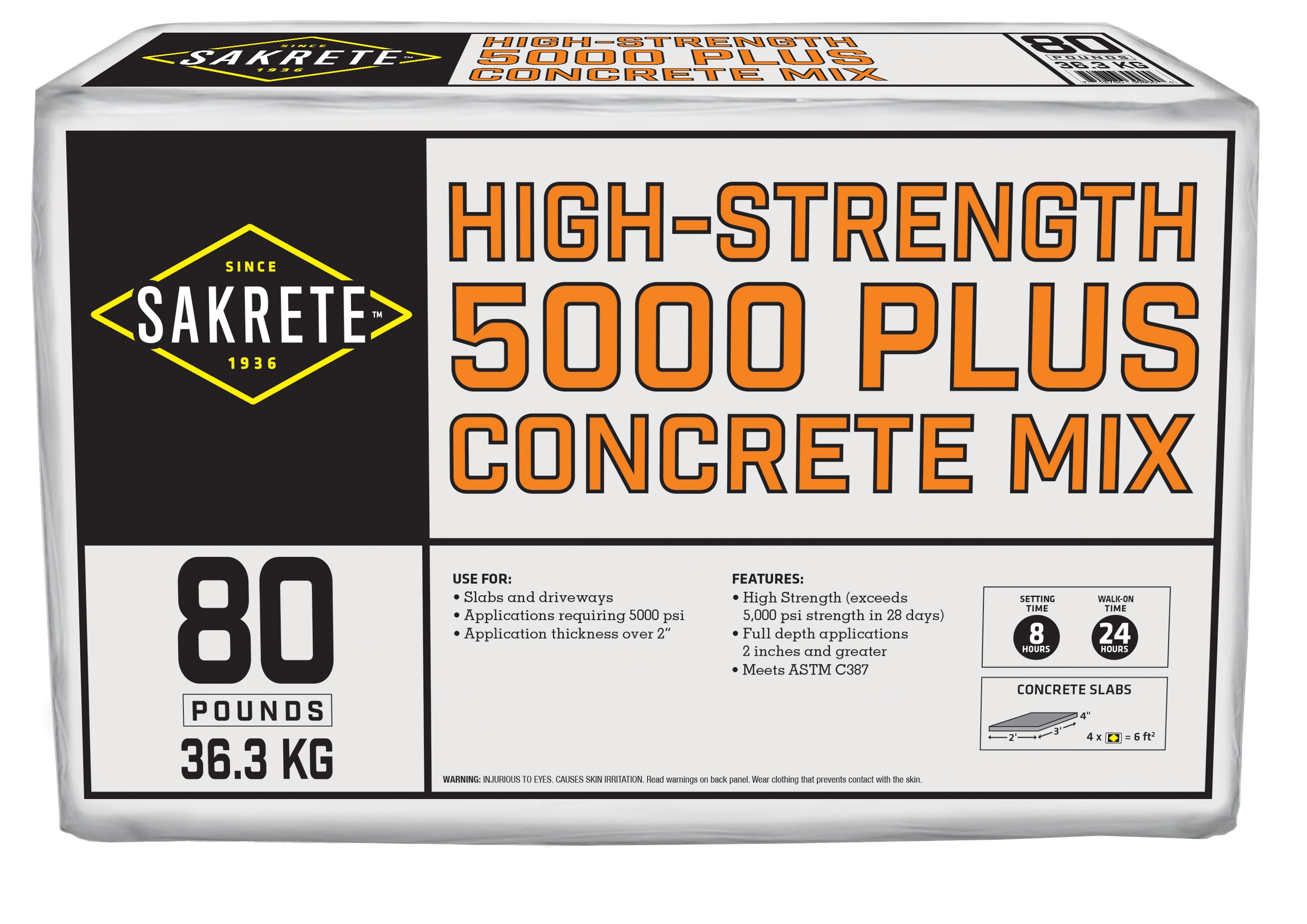 Sakrete Concrete Mix,Pail,50 lb,High Strength 120021
