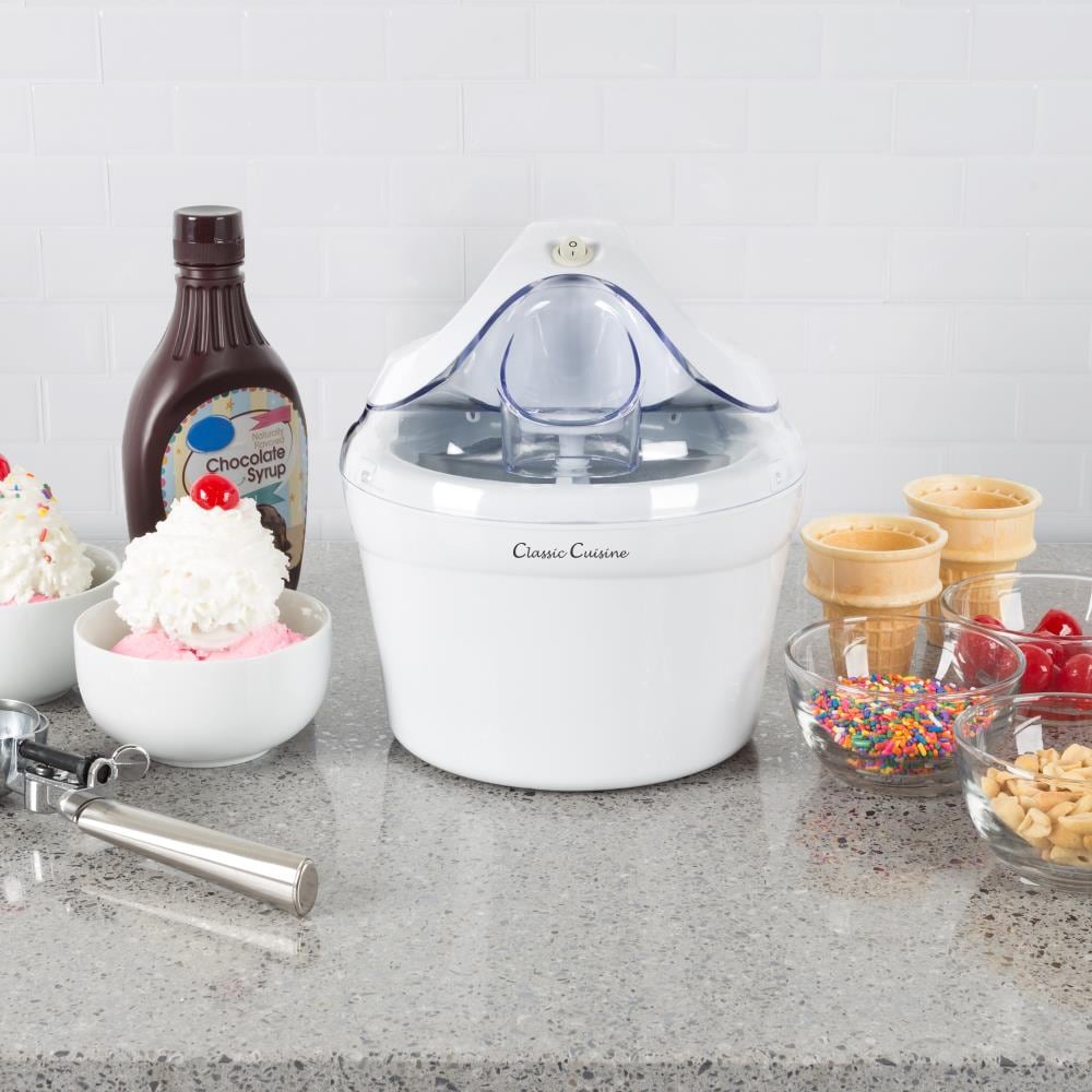 1-Quart Electric Ice Cream Maker in White | - Hastings Home 133169NLX
