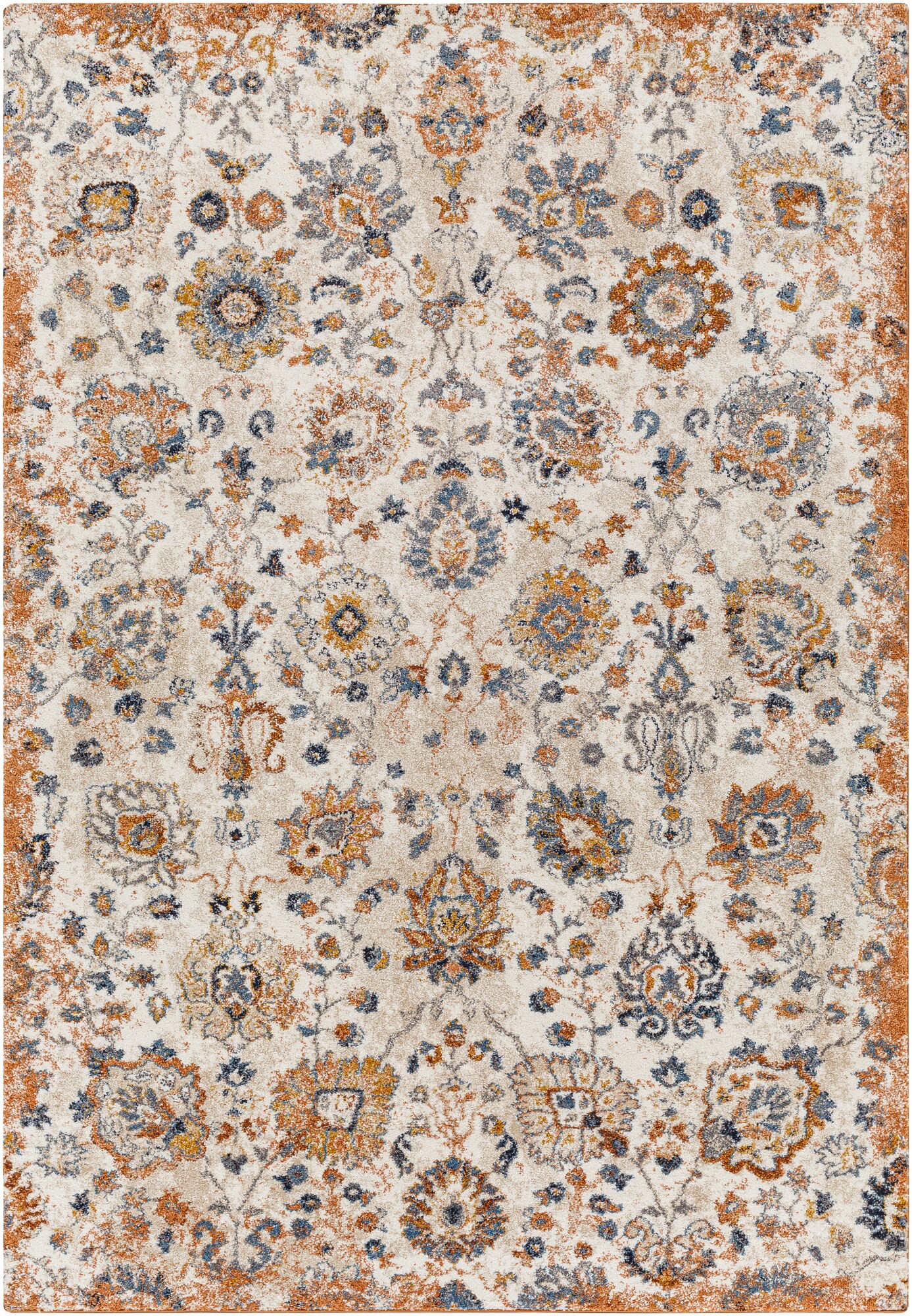 Surya TUS2332-6796 7 x 9 (ft) Polypropylene Orange Rectangular Indoor Floral/Botanical Global Area rug