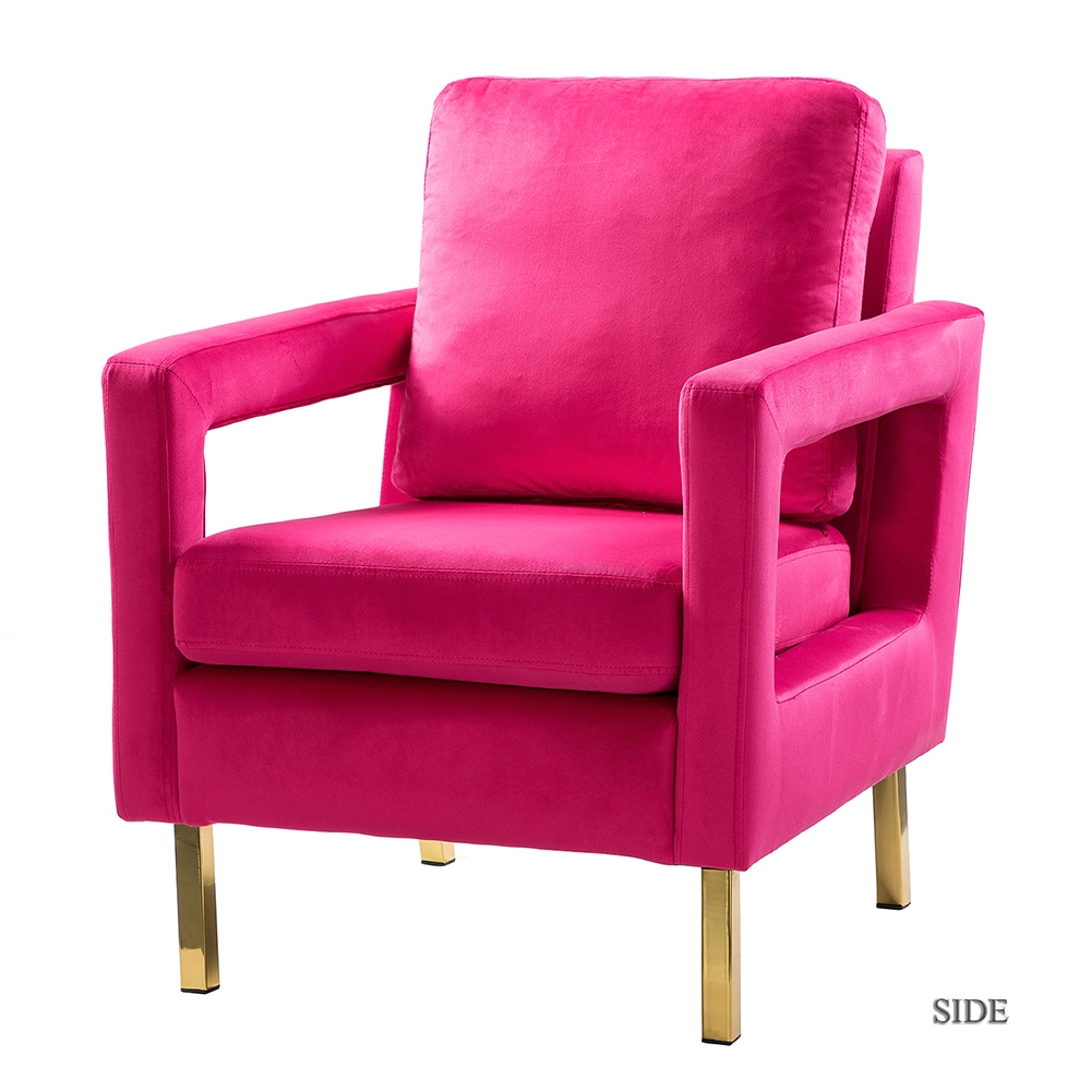 Fuchsia Velvet Accent Chair with Gold Metal Legs