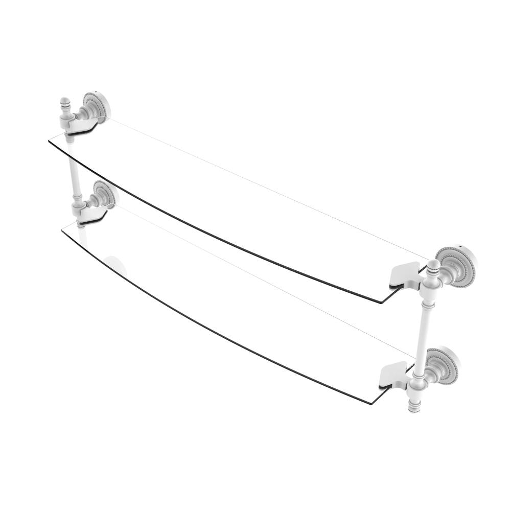 Allied Brass RD-34/24-WHM Retro Dot Matte White 2 -Tier Wall mount Bathroom Shelf ( 24-in x 7-in x 5-in )