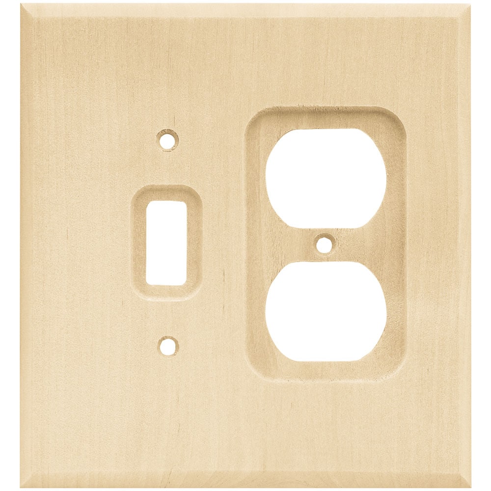 Brainerd 64675 Wood Square 2 -Gang Standard Size Light wood Wood Indoor Toggle/Duplex Wall Plate