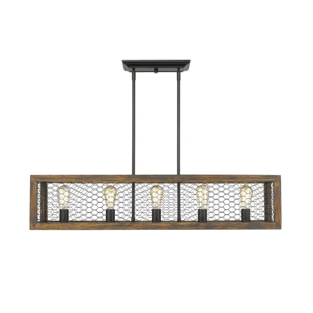 Golden Lighting Sutton 5 Light Black Rustic Linear Pendant In The Department At Lowes Com