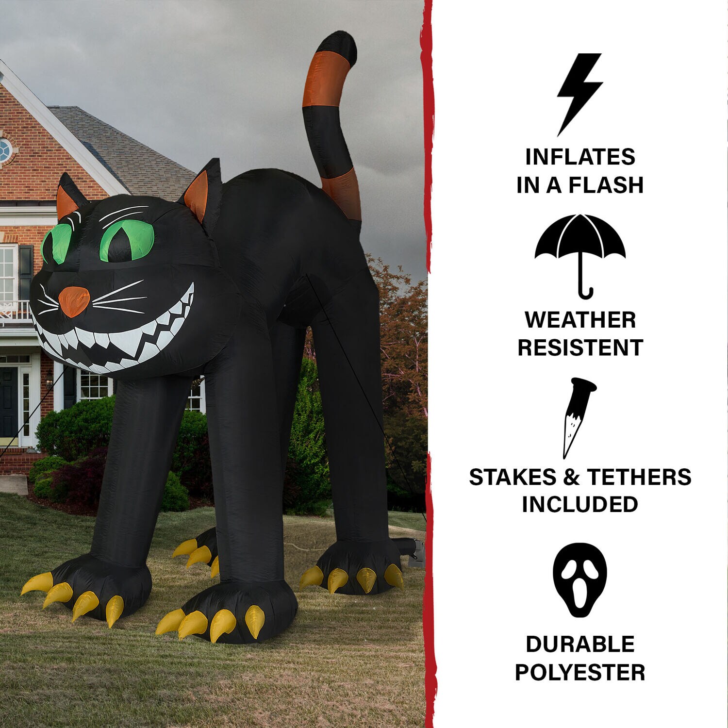 Haunted Hill Farm 19.69-ft Lighted Cat Inflatable HIBCAT202-L at Lowes.com