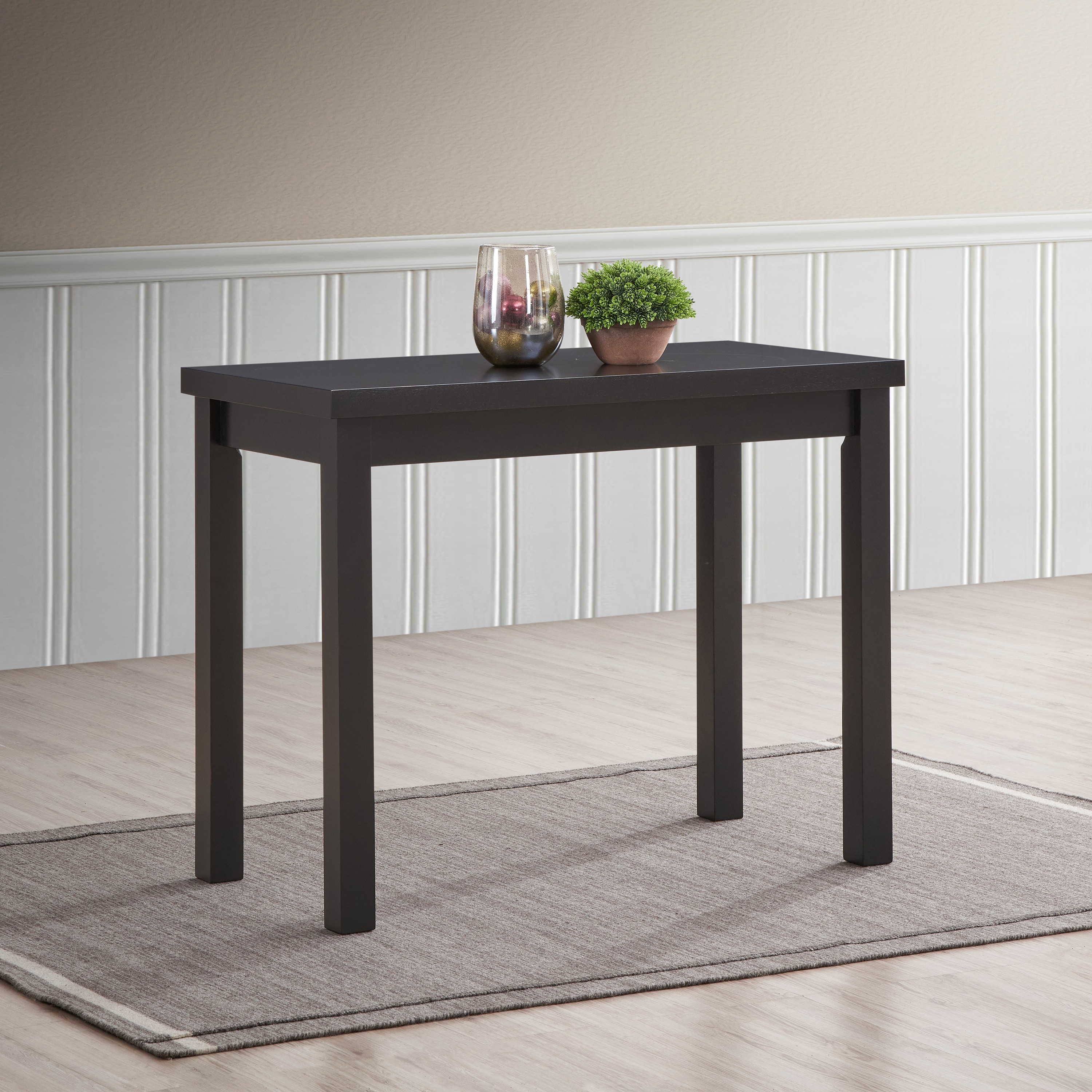 Antique Black Rectangular Wood Counter Height Bar Table