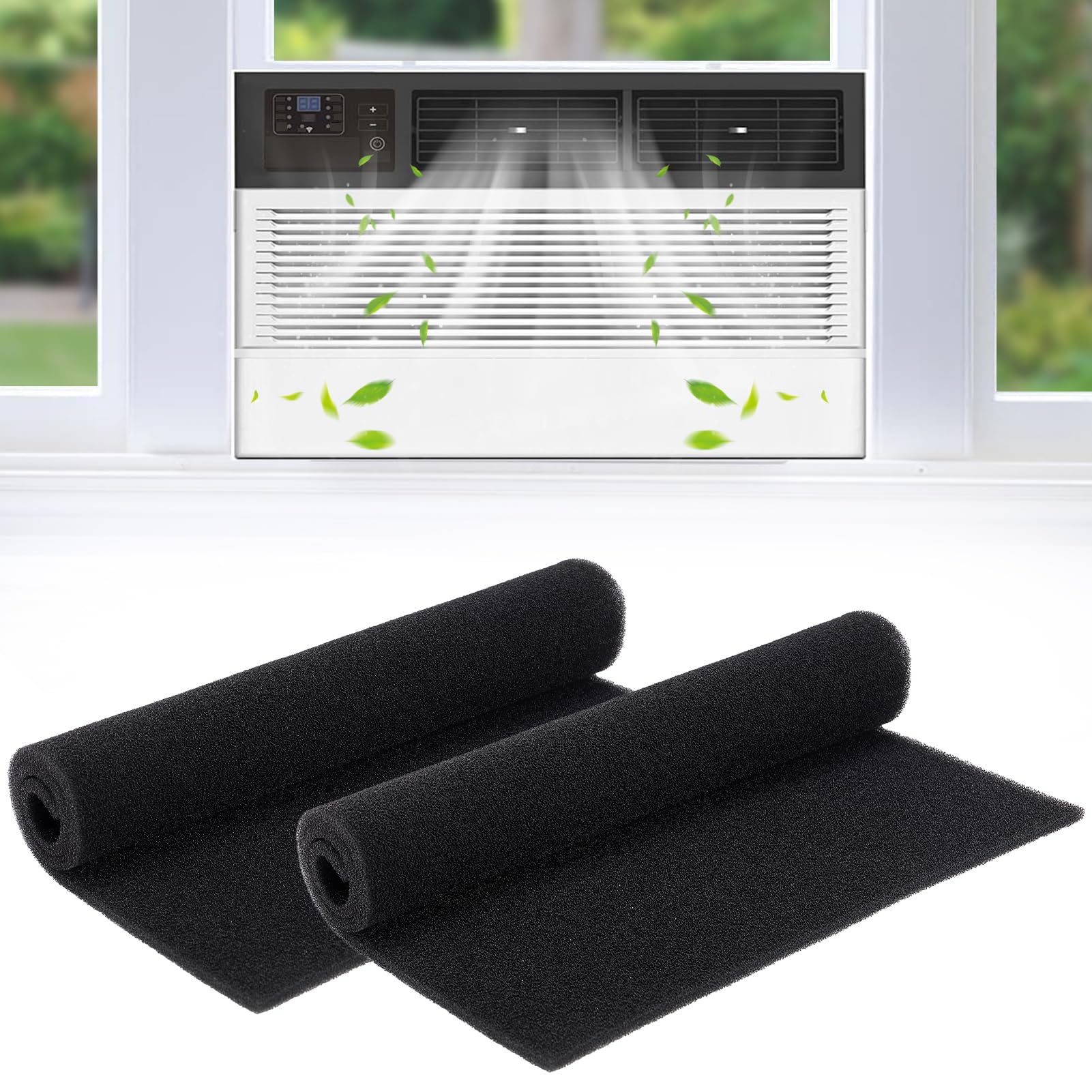 Anqtovp Two Pack Cuttable Air Purifier Vent Filters Twenty Four by Fifteen Inches Washable Reusable Carbon Filter Rolls for AC Window Unit #LAN0817N261