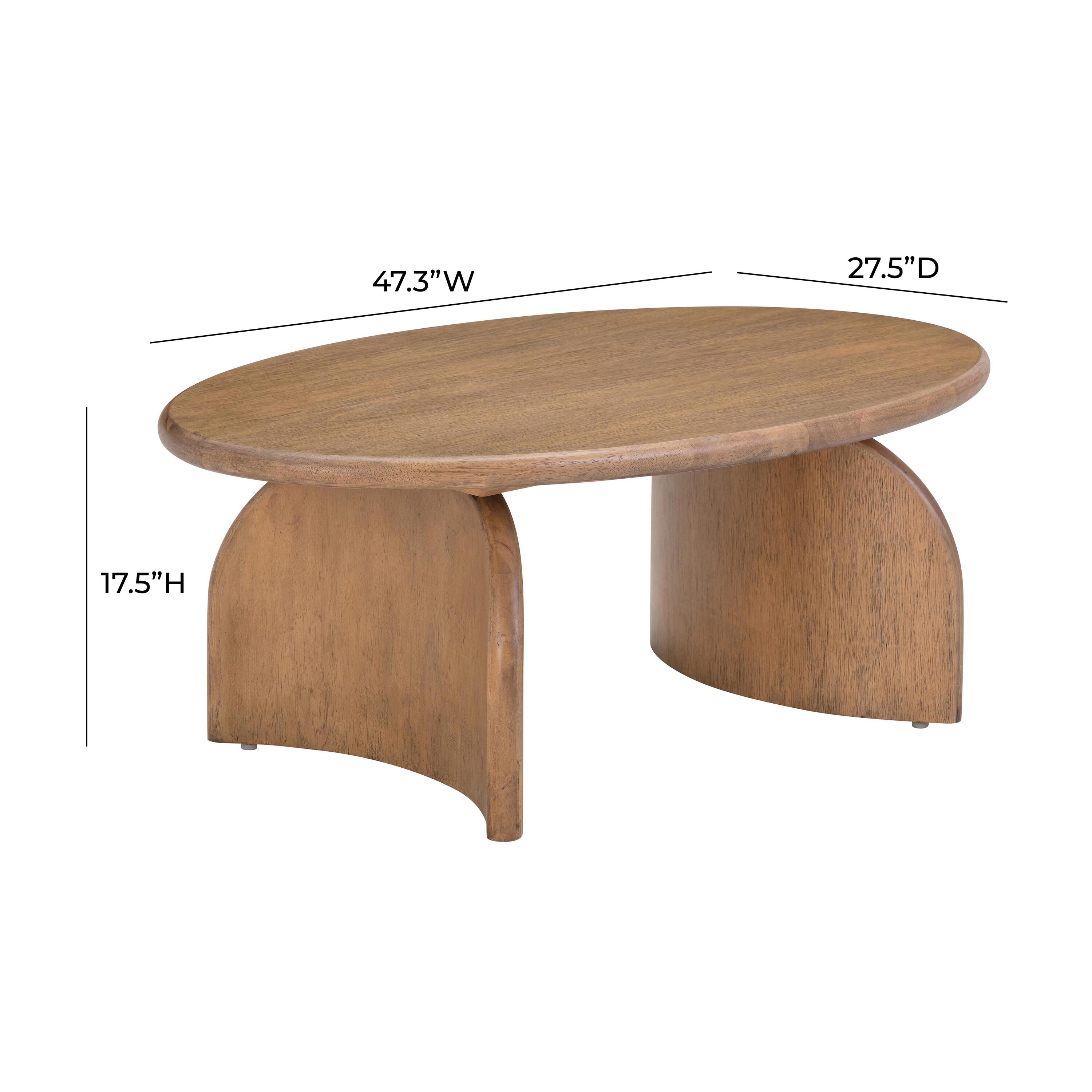 Contemporary Sofia Cognac Oval Wooden Outdoor Coffee Table with Storage
